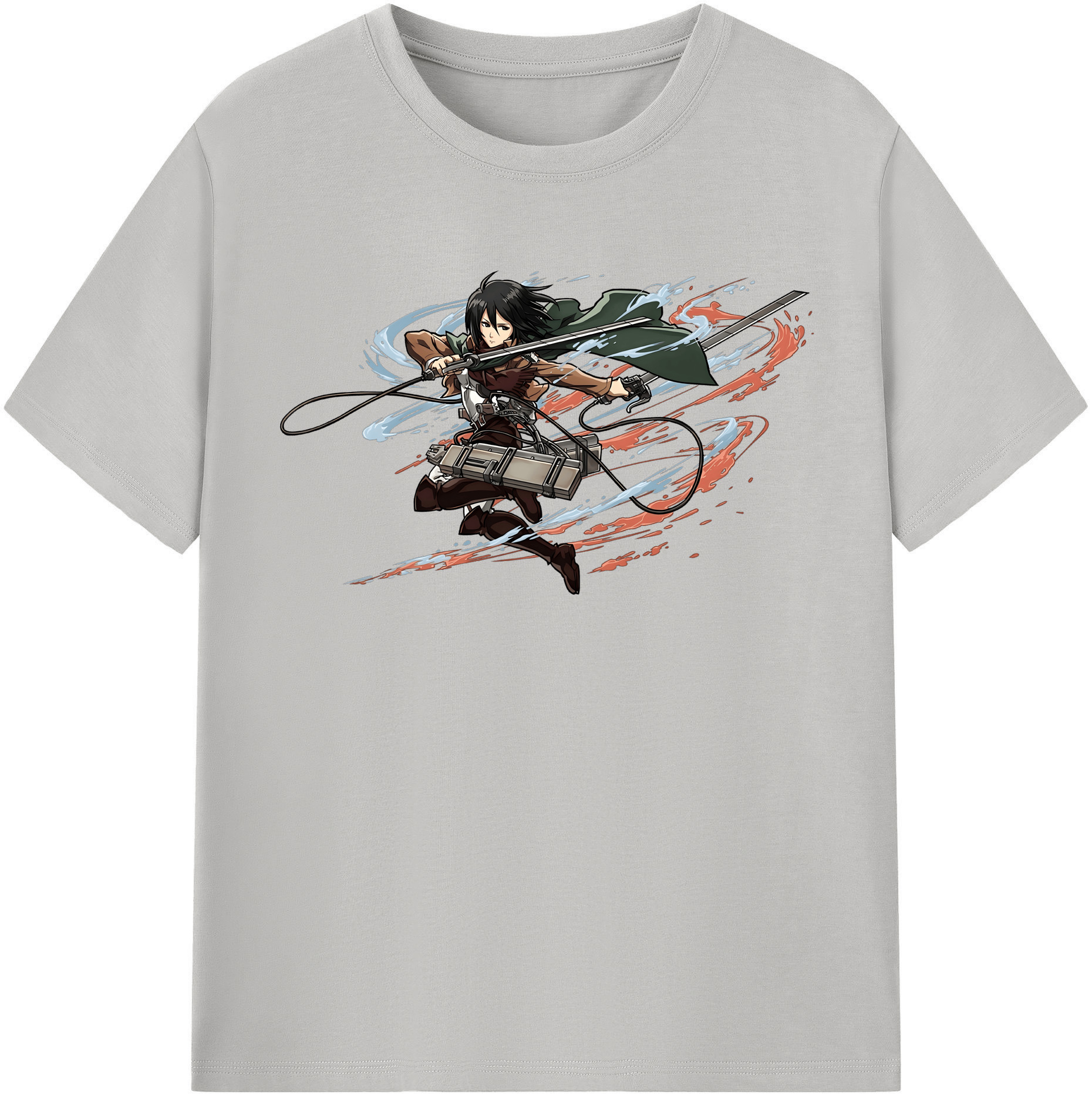 （画像用） 進撃の巨人 ミカサ·アッカーマン Attack on Titan Mikasa Ackerman レディースカジュアルプリントTシャツ（綿100％）