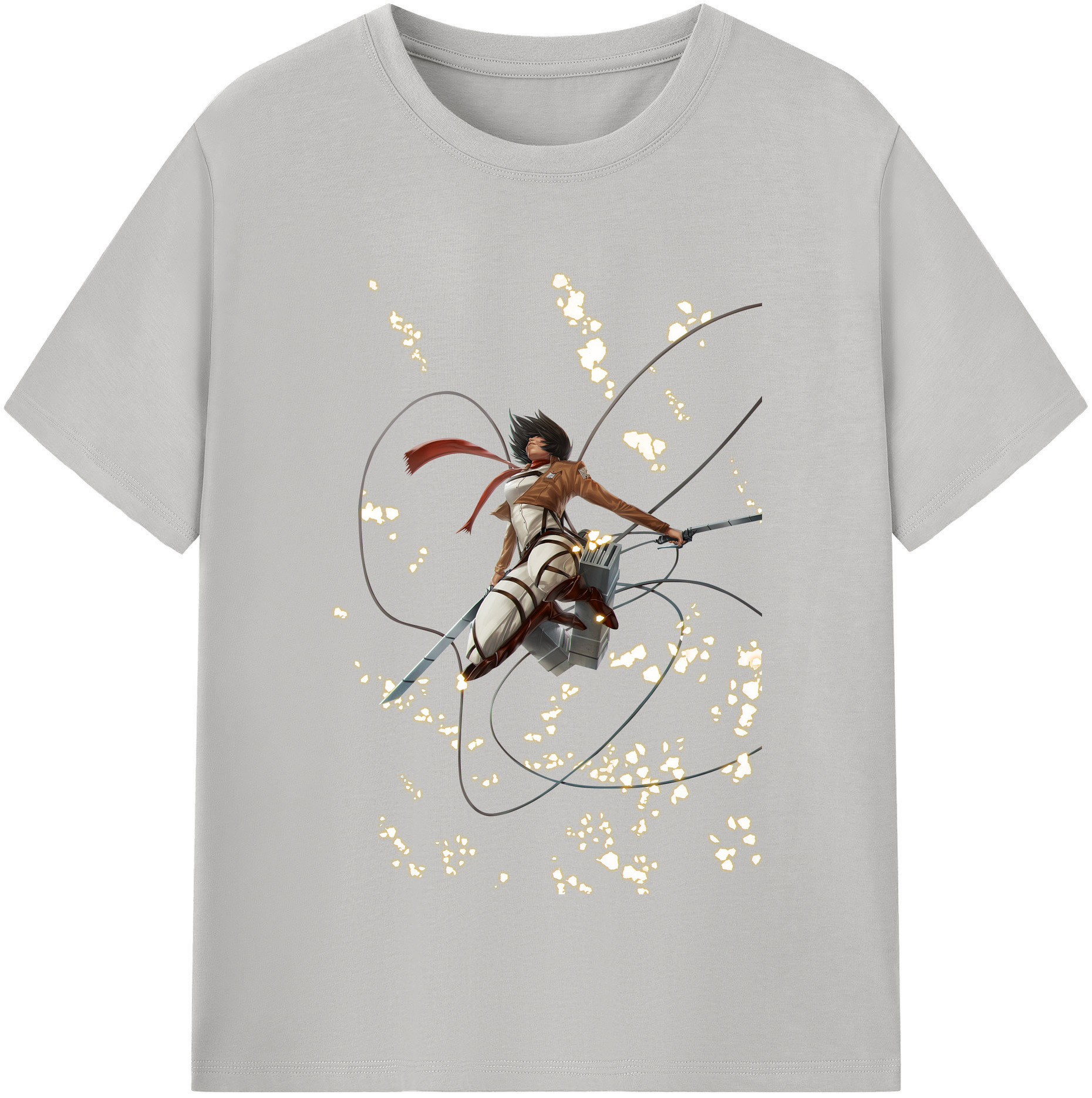 （画像用） 進撃の巨人 ミカサ·アッカーマン Attack on Titan Mikasa Ackerman レディースカジュアルプリントTシャツ（綿100％）
