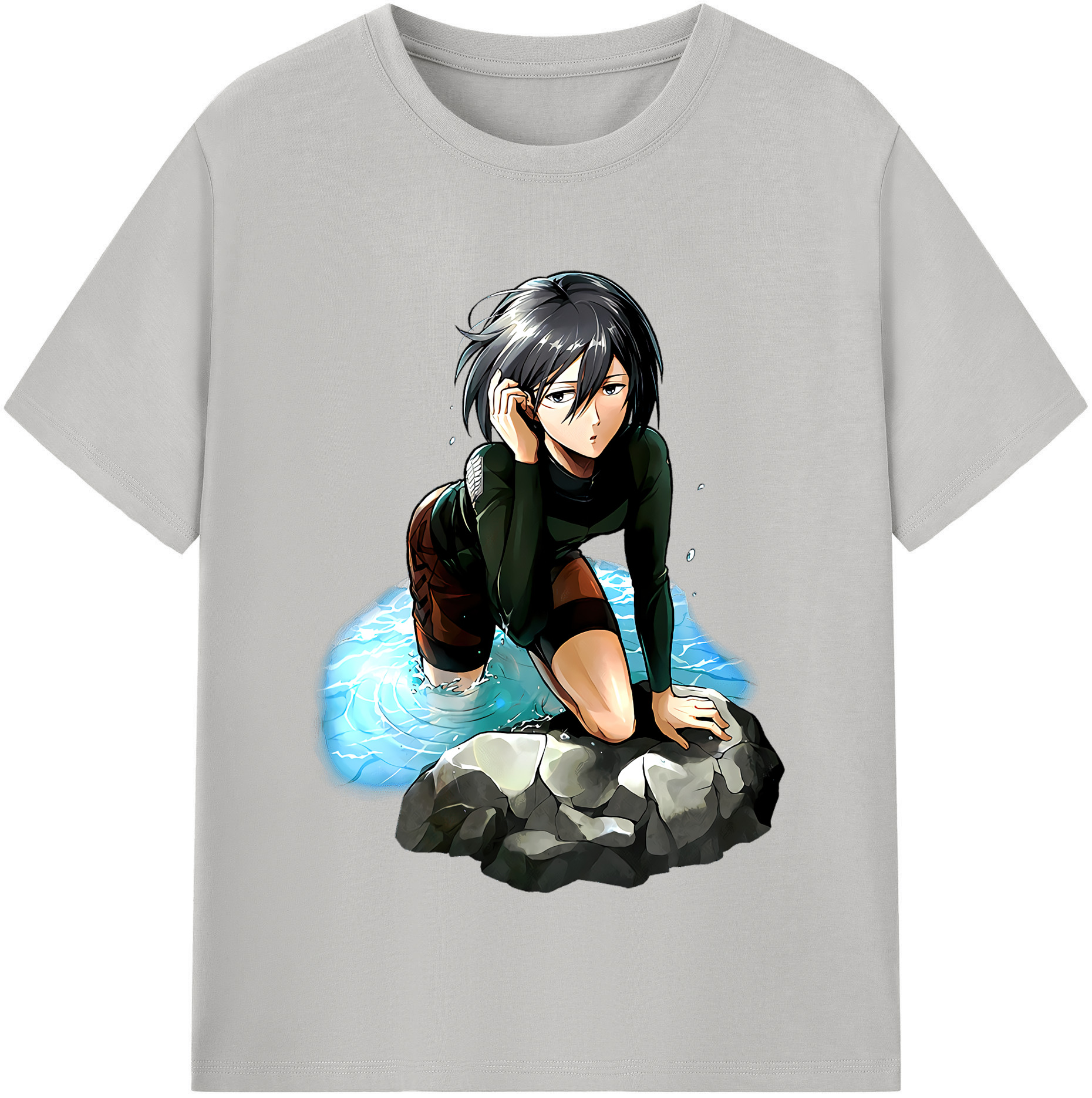 （画像用） 進撃の巨人 ミカサ·アッカーマン Attack on Titan Mikasa Ackerman レディースカジュアルプリントTシャツ（綿100％）