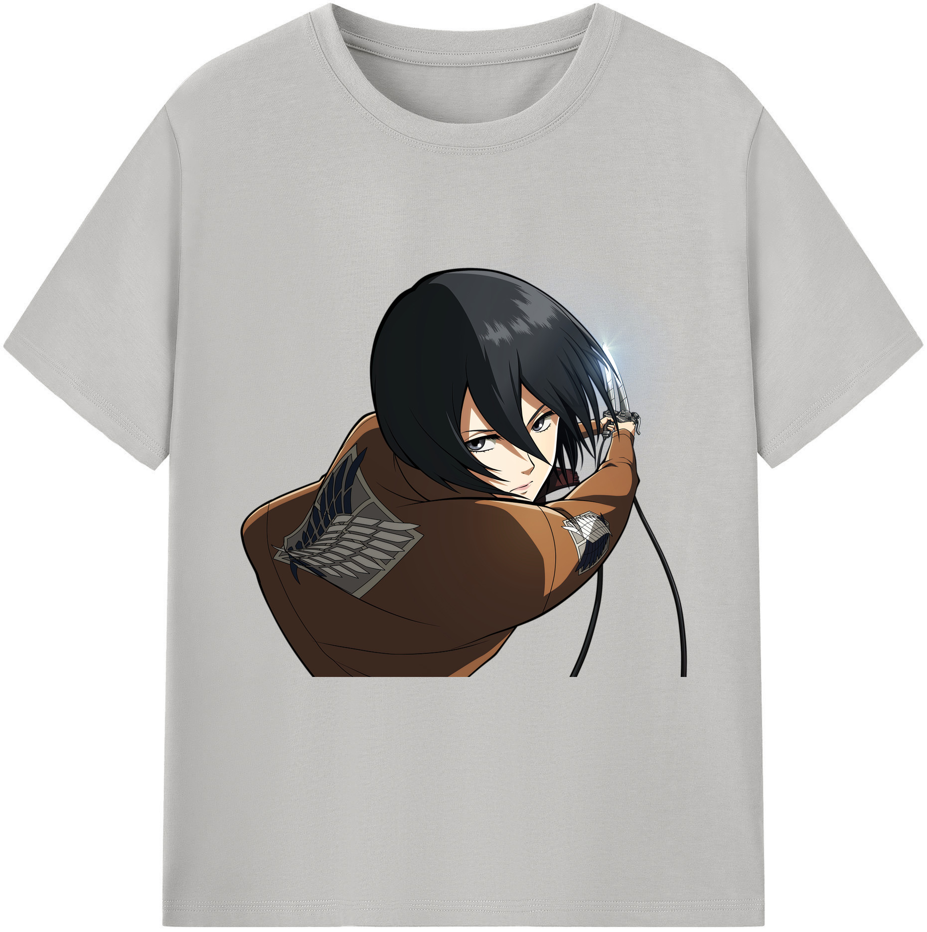 （画像用） 進撃の巨人 ミカサ·アッカーマン Attack on Titan Mikasa Ackerman レディースカジュアルプリントTシャツ（綿100％）
