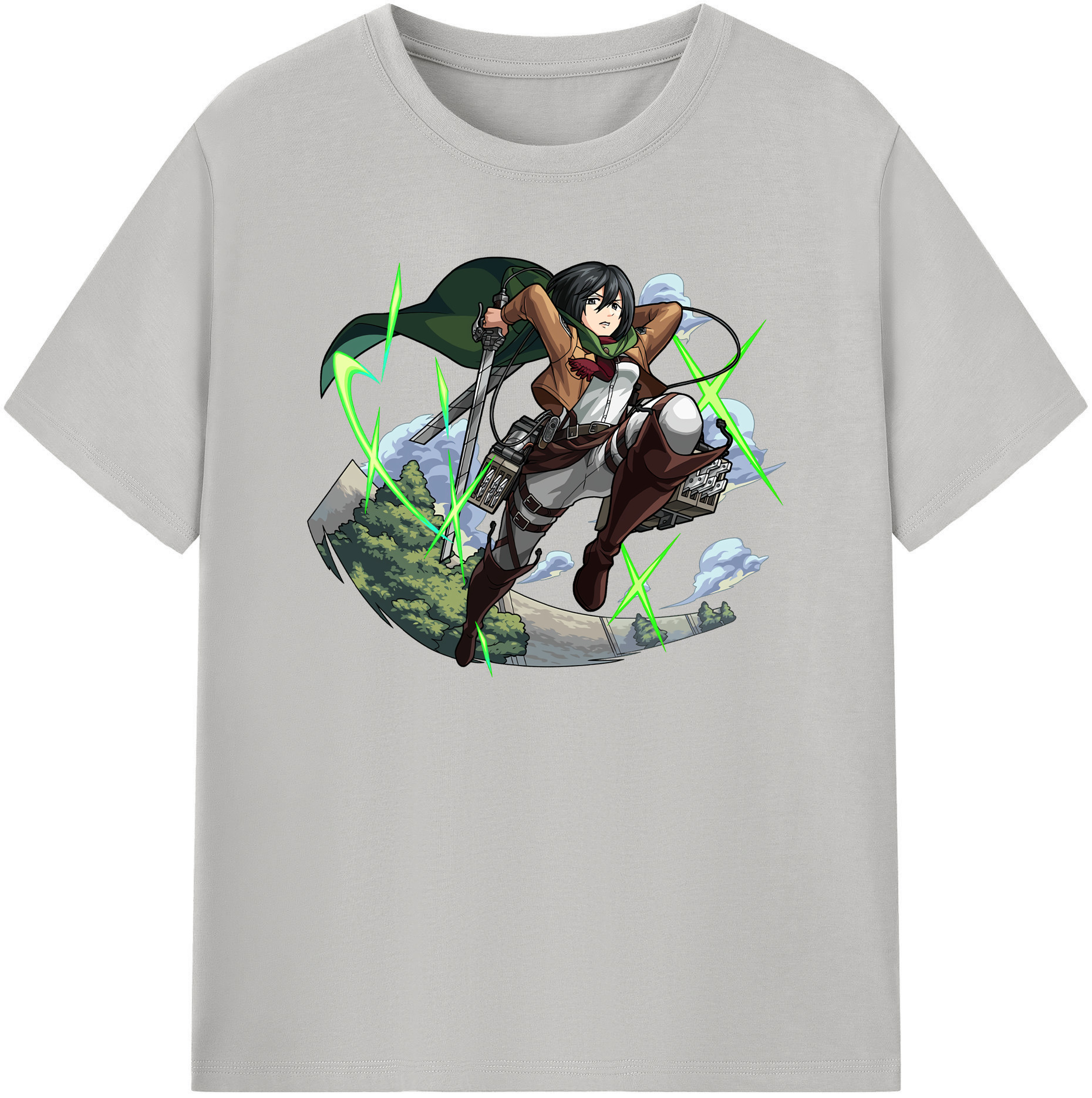 （画像用） 進撃の巨人 ミカサ·アッカーマン Attack on Titan Mikasa Ackerman レディースカジュアルプリントTシャツ（綿100％）