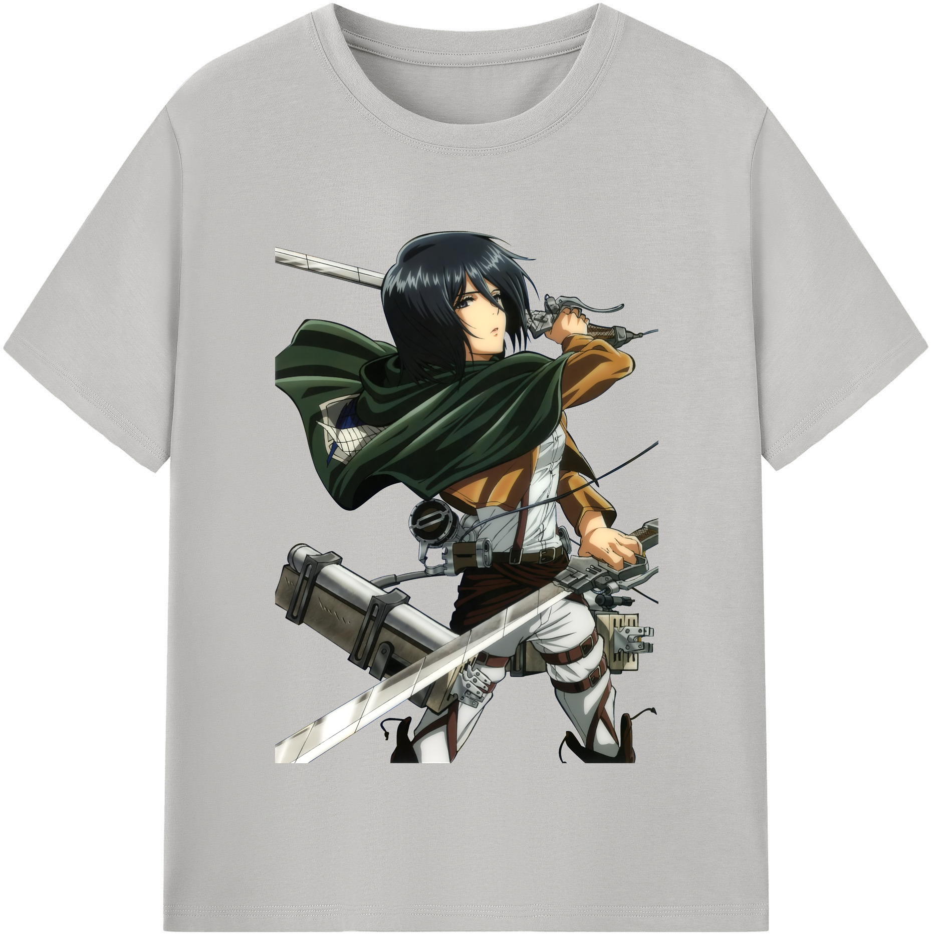 （画像用） 進撃の巨人 ミカサ·アッカーマン Attack on Titan Mikasa Ackerman レディースカジュアルプリントTシャツ（綿100％）