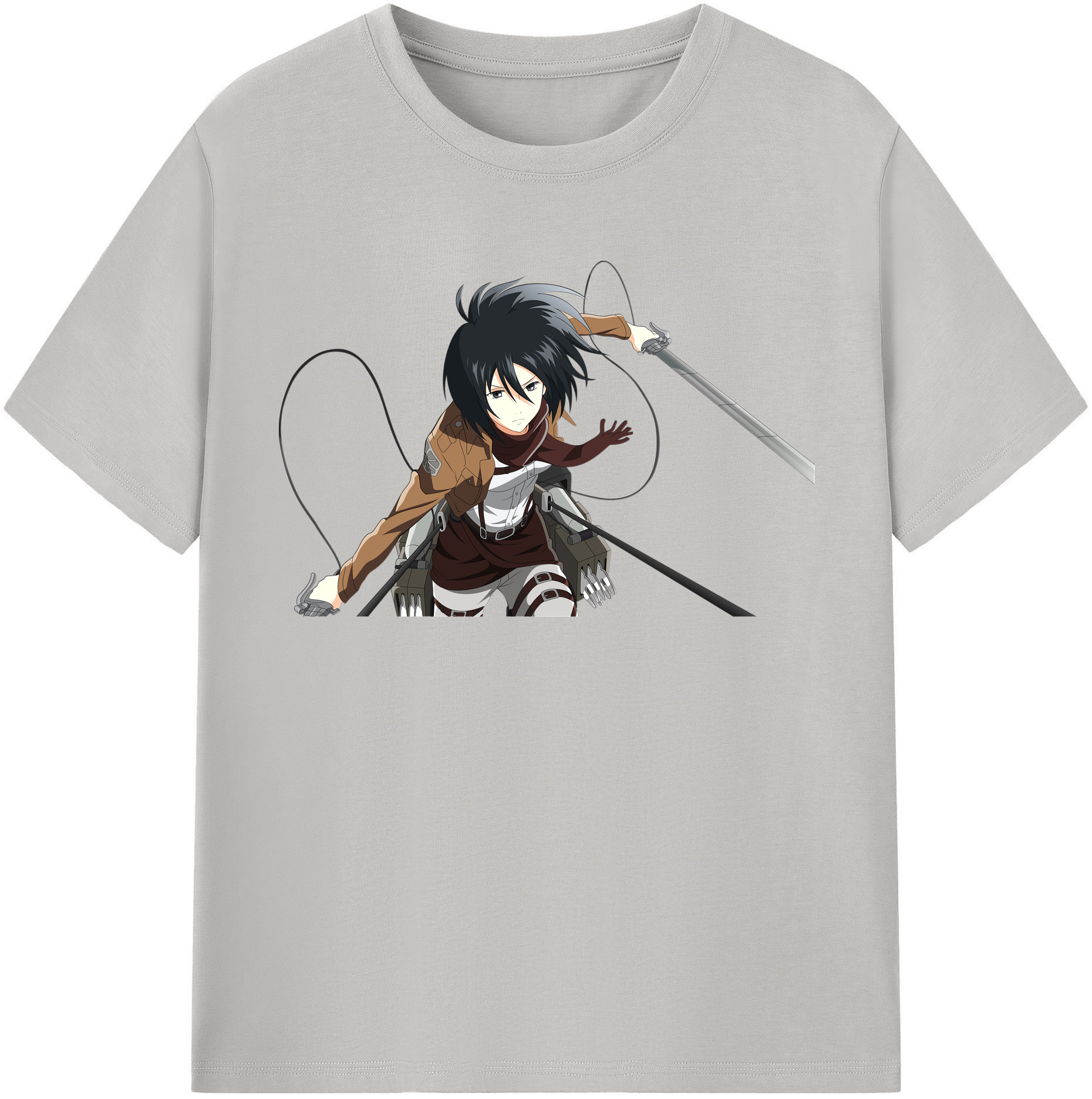 （画像用） 進撃の巨人 ミカサ·アッカーマン Attack on Titan Mikasa Ackerman レディースカジュアルプリントTシャツ（綿100％）