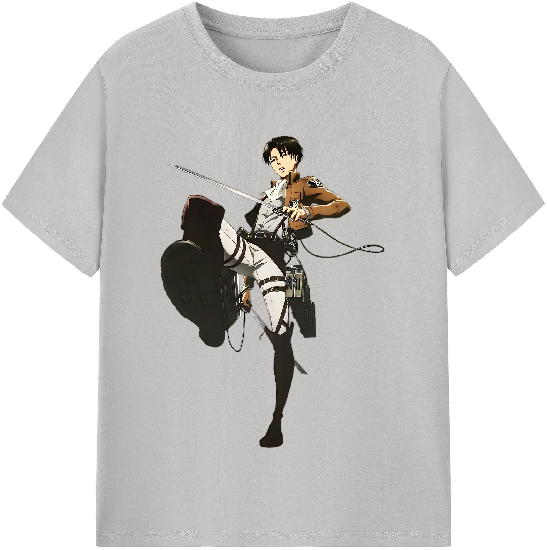 （画像用） 進撃の巨人 リヴァイ·アッカーマン Attack on Titan Levi Ackerman レディースカジュアルプリントTシャツ（綿100％）