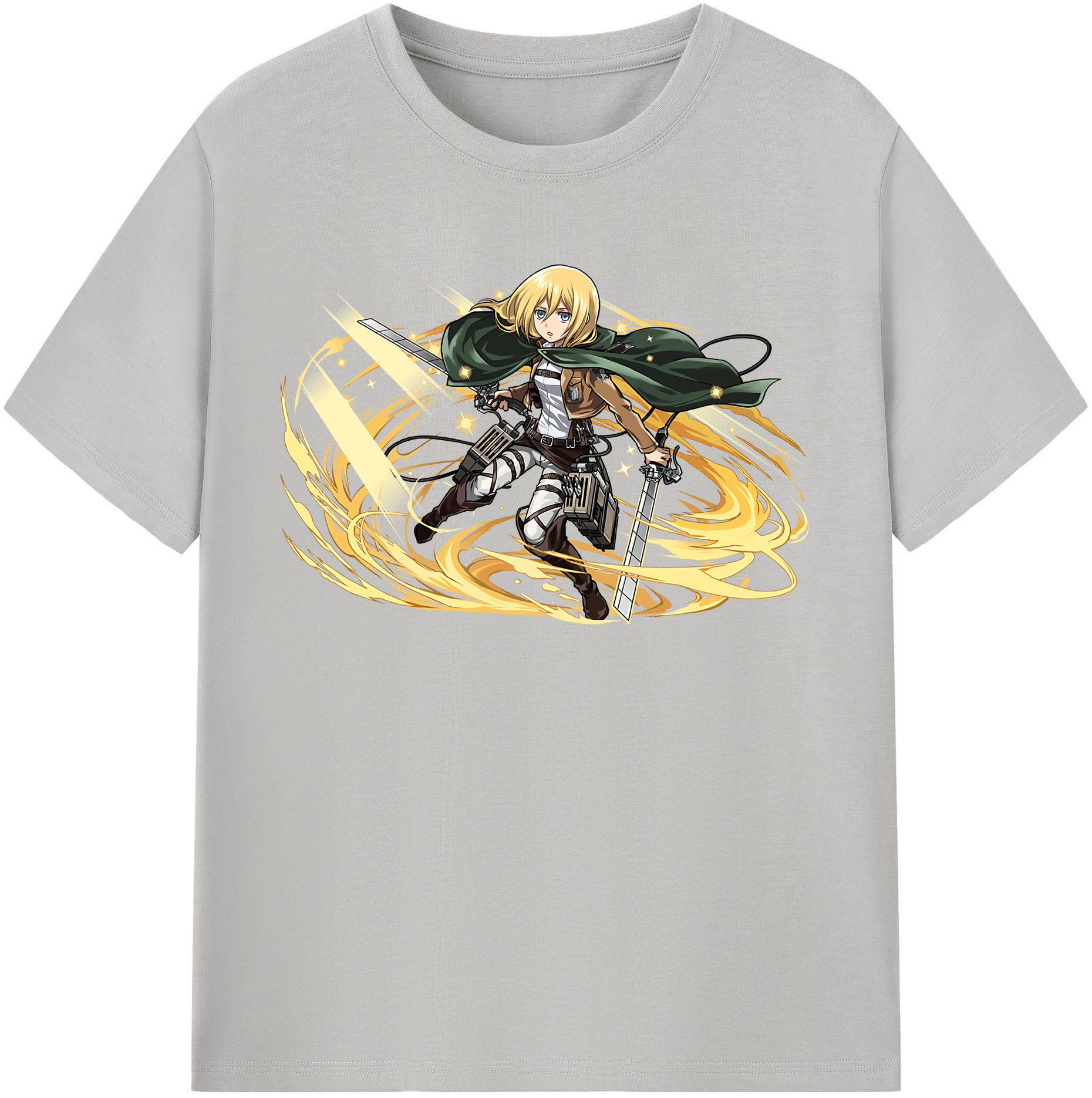 （画像用） 進撃の巨人 クリスタ·レンズ Attack on Titan Christa Lenz レディースカジュアルプリントTシャツ（綿100％）