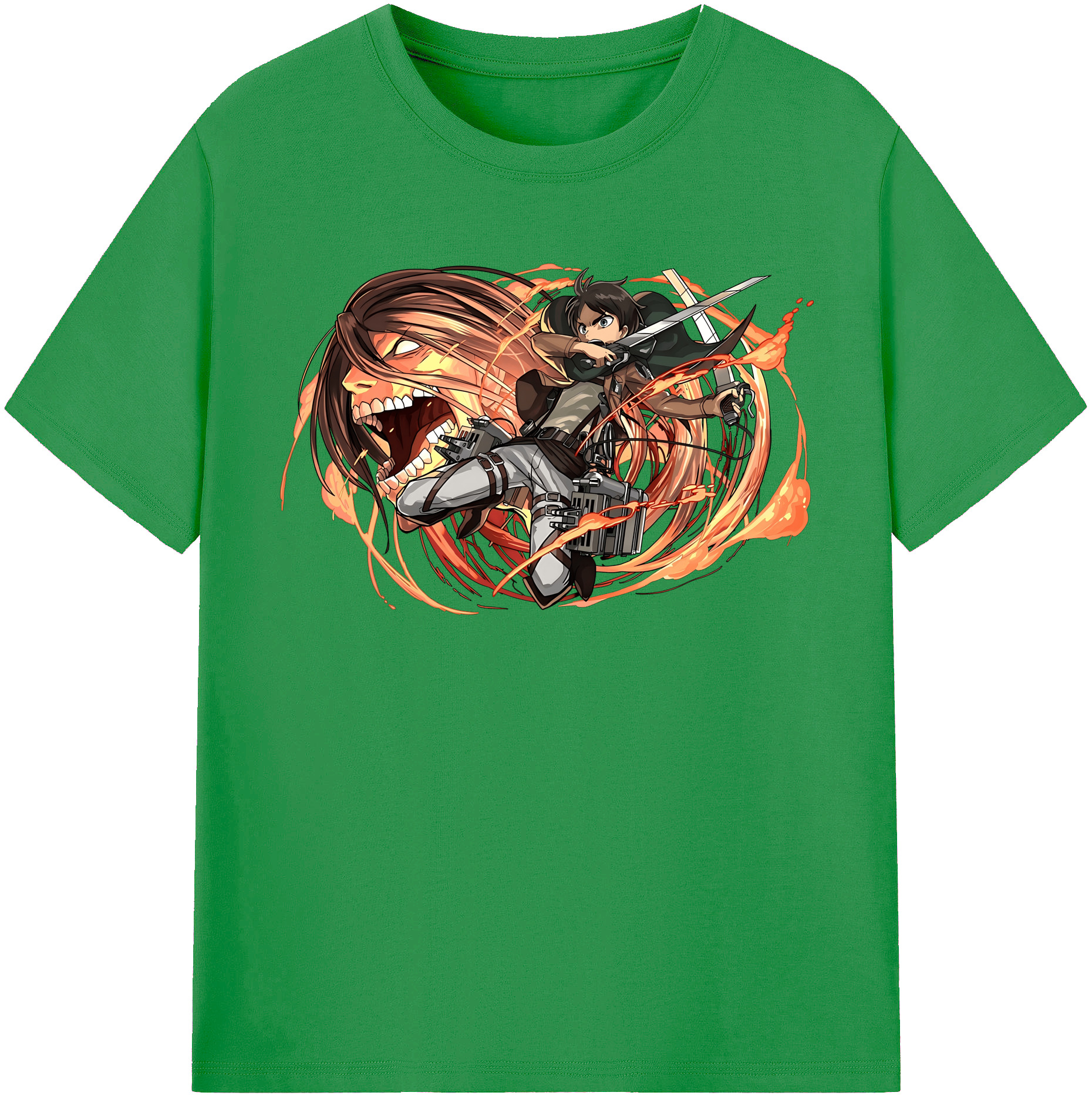 （画像用） 進撃の巨人 エレン･イェーガー Attack on Titan Eren Jäger レディースカジュアルプリントTシャツ（綿100％）