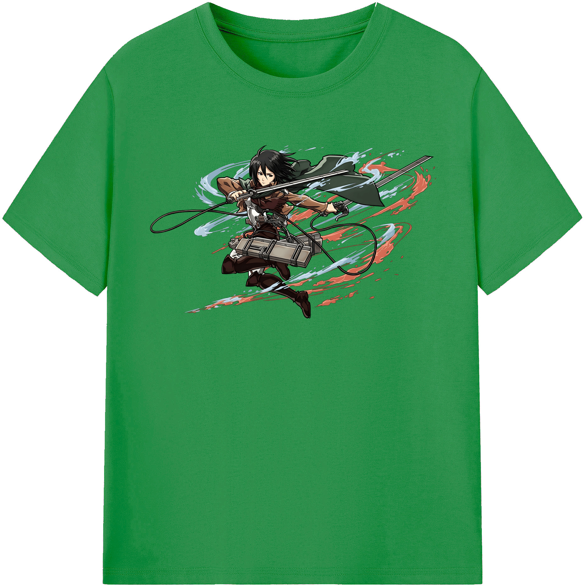 （画像用） 進撃の巨人 ミカサ·アッカーマン Attack on Titan Mikasa Ackerman レディースカジュアルプリントTシャツ（綿100％）
