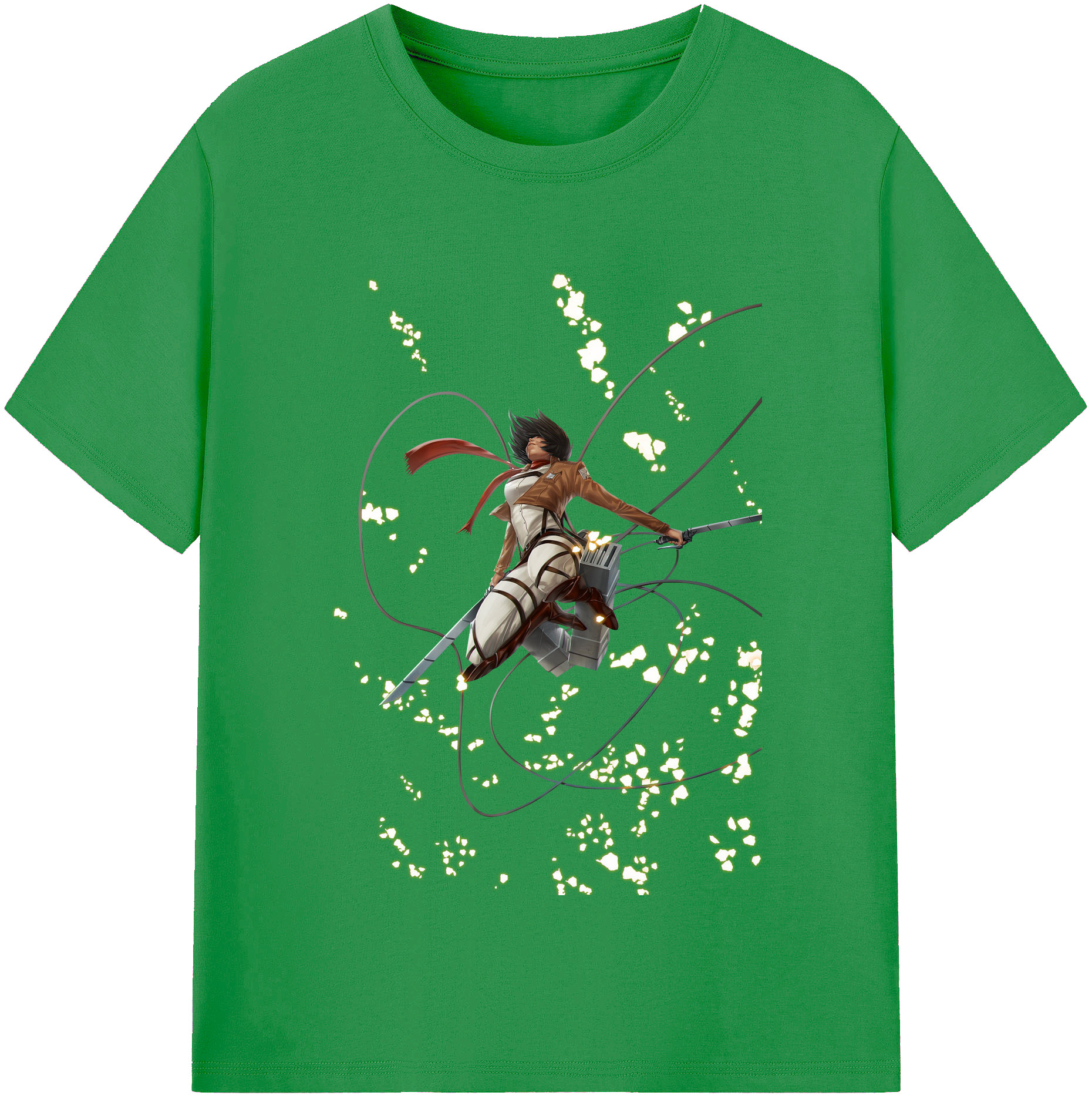 （画像用） 進撃の巨人 ミカサ·アッカーマン Attack on Titan Mikasa Ackerman レディースカジュアルプリントTシャツ（綿100％）