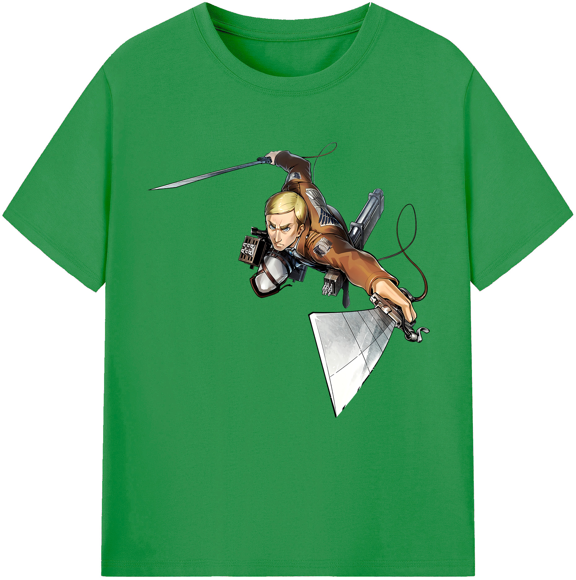 （画像用） 進撃の巨人 エルヴィン・スミス Attack on Titan Erwin Smith レディースカジュアルプリントTシャツ（綿100％）