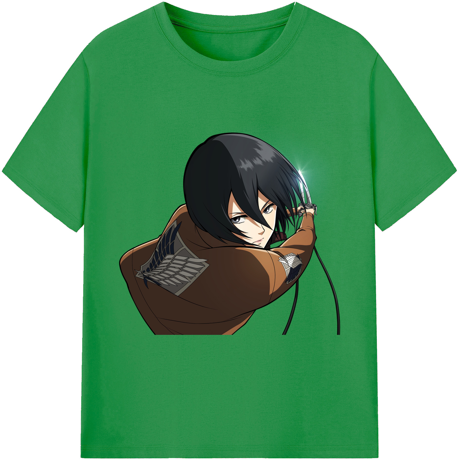 （画像用） 進撃の巨人 ミカサ·アッカーマン Attack on Titan Mikasa Ackerman レディースカジュアルプリントTシャツ（綿100％）