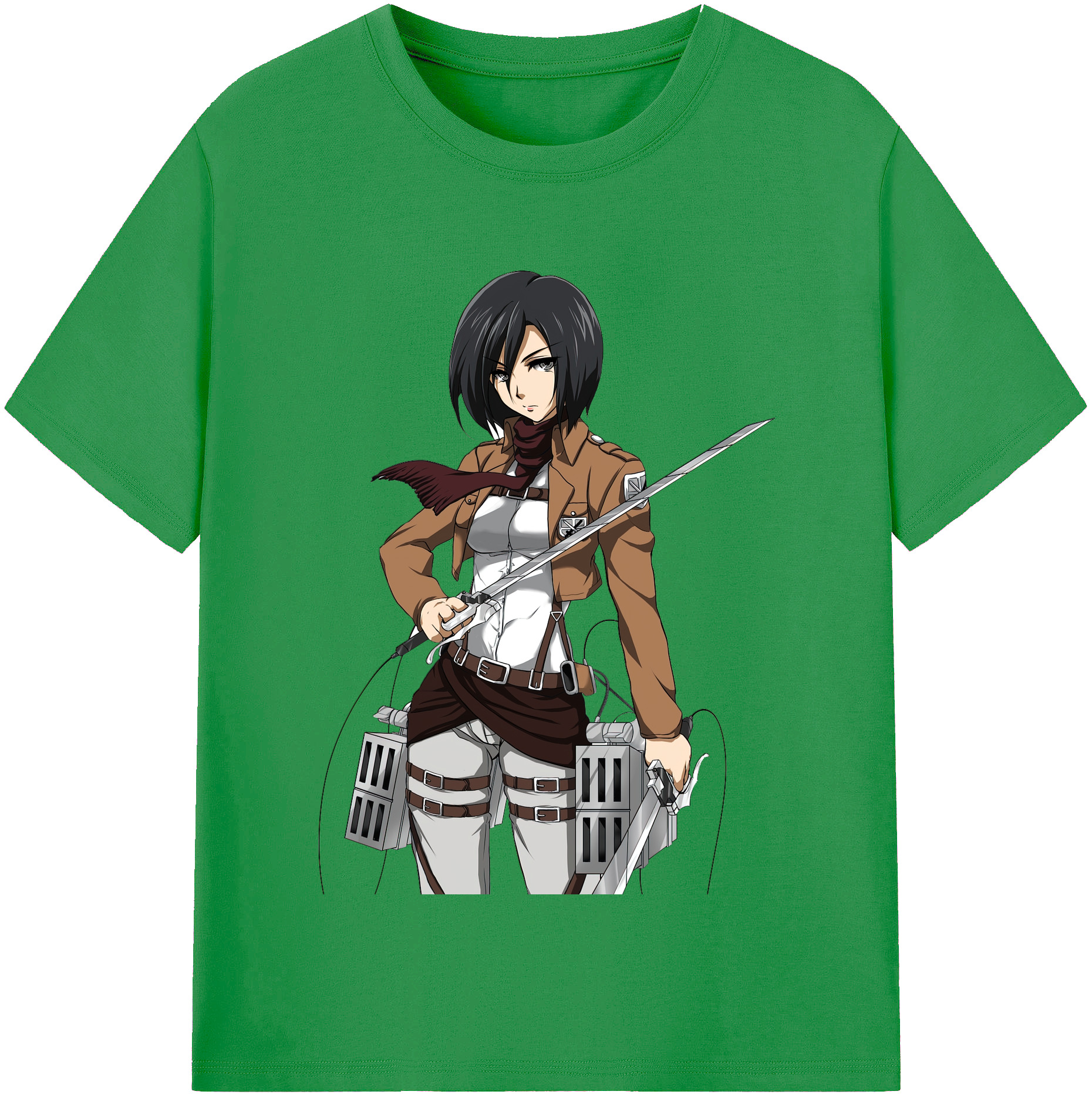 （画像用） 進撃の巨人 ミカサ·アッカーマン Attack on Titan Mikasa Ackerman レディースカジュアルプリントTシャツ（綿100％）