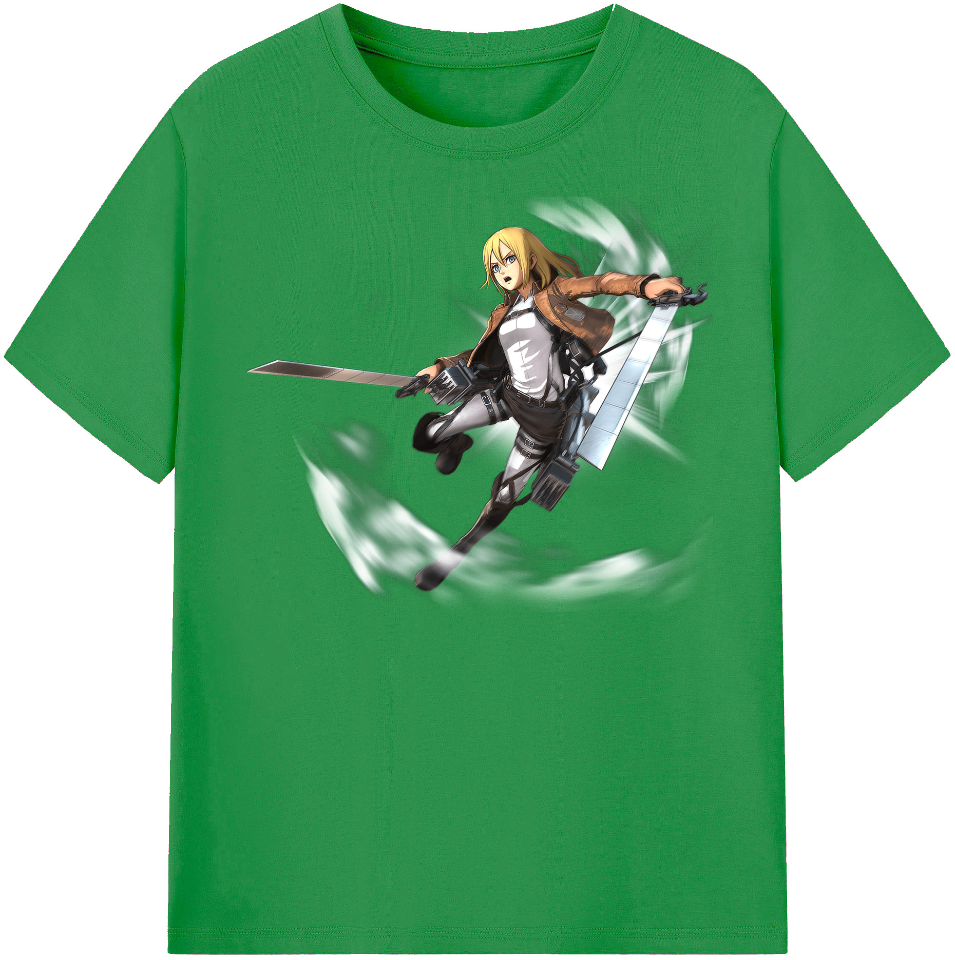 （画像用） 進撃の巨人 クリスタ·レンズ Attack on Titan Christa Lenz レディースカジュアルプリントTシャツ（綿100％）