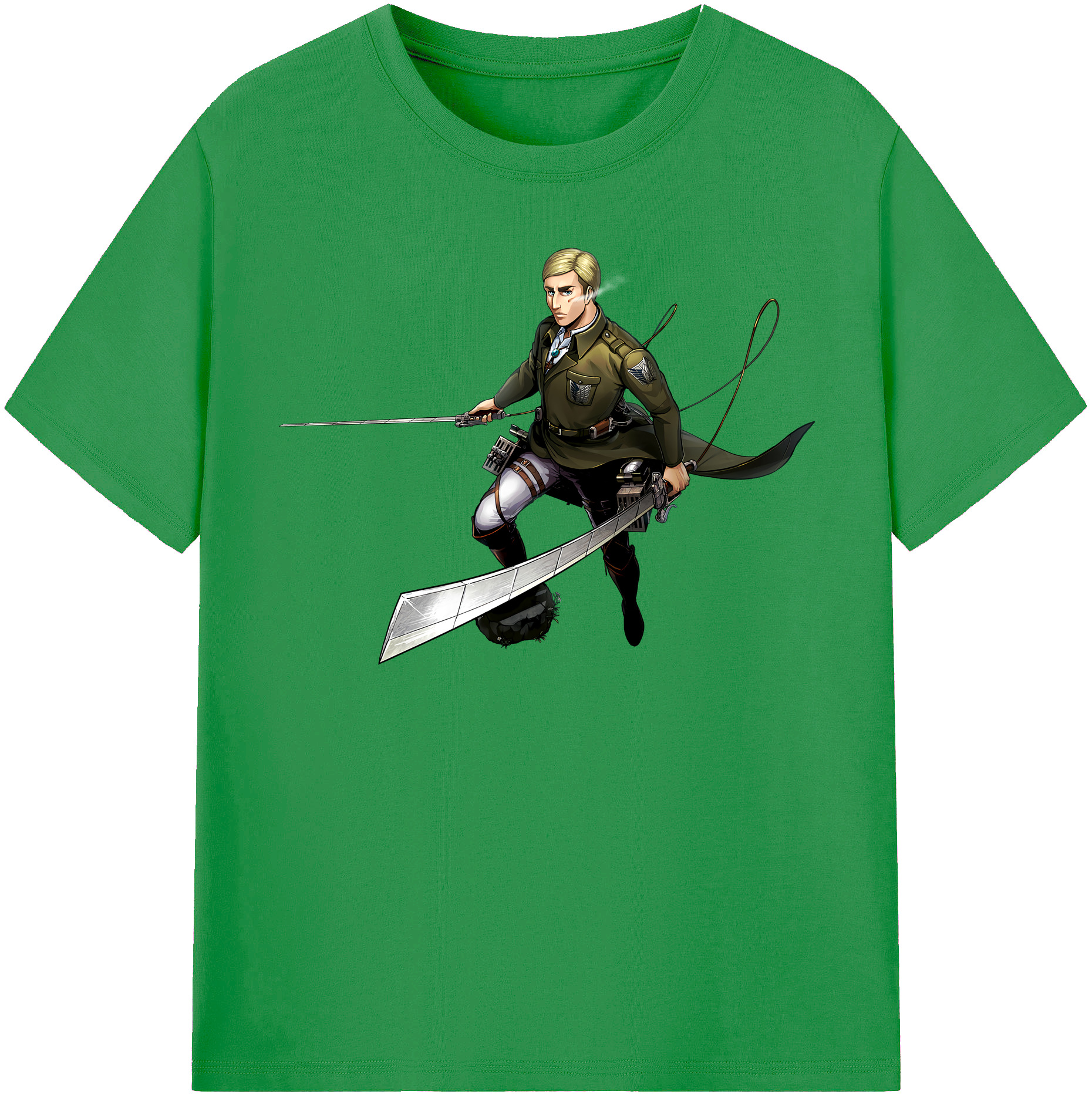 （画像用） 進撃の巨人 エルヴィン・スミス Attack on Titan Erwin Smith レディースカジュアルプリントTシャツ（綿100％）