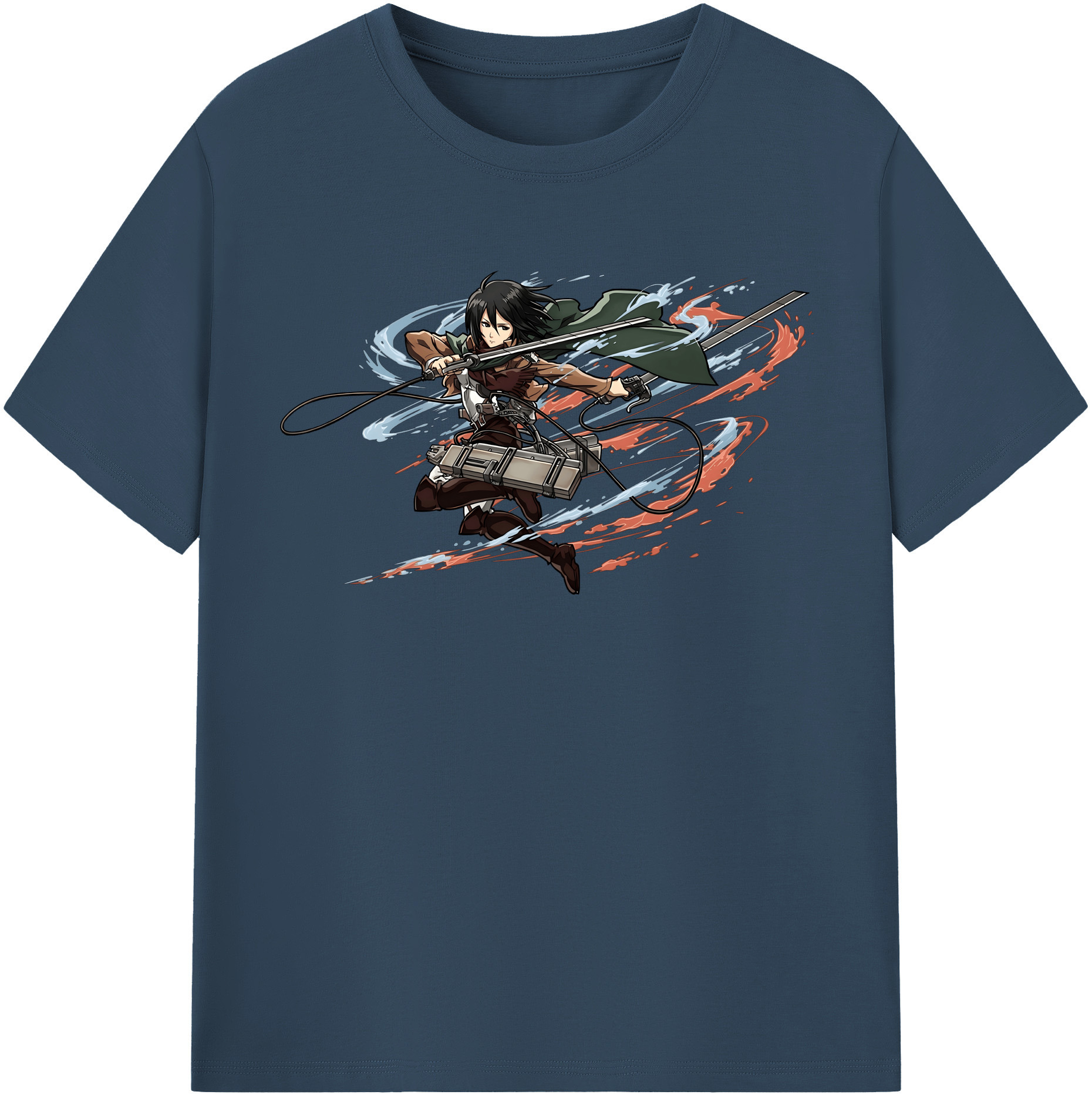 （画像用） 進撃の巨人 ミカサ·アッカーマン Attack on Titan Mikasa Ackerman レディースカジュアルプリントTシャツ（綿100％）