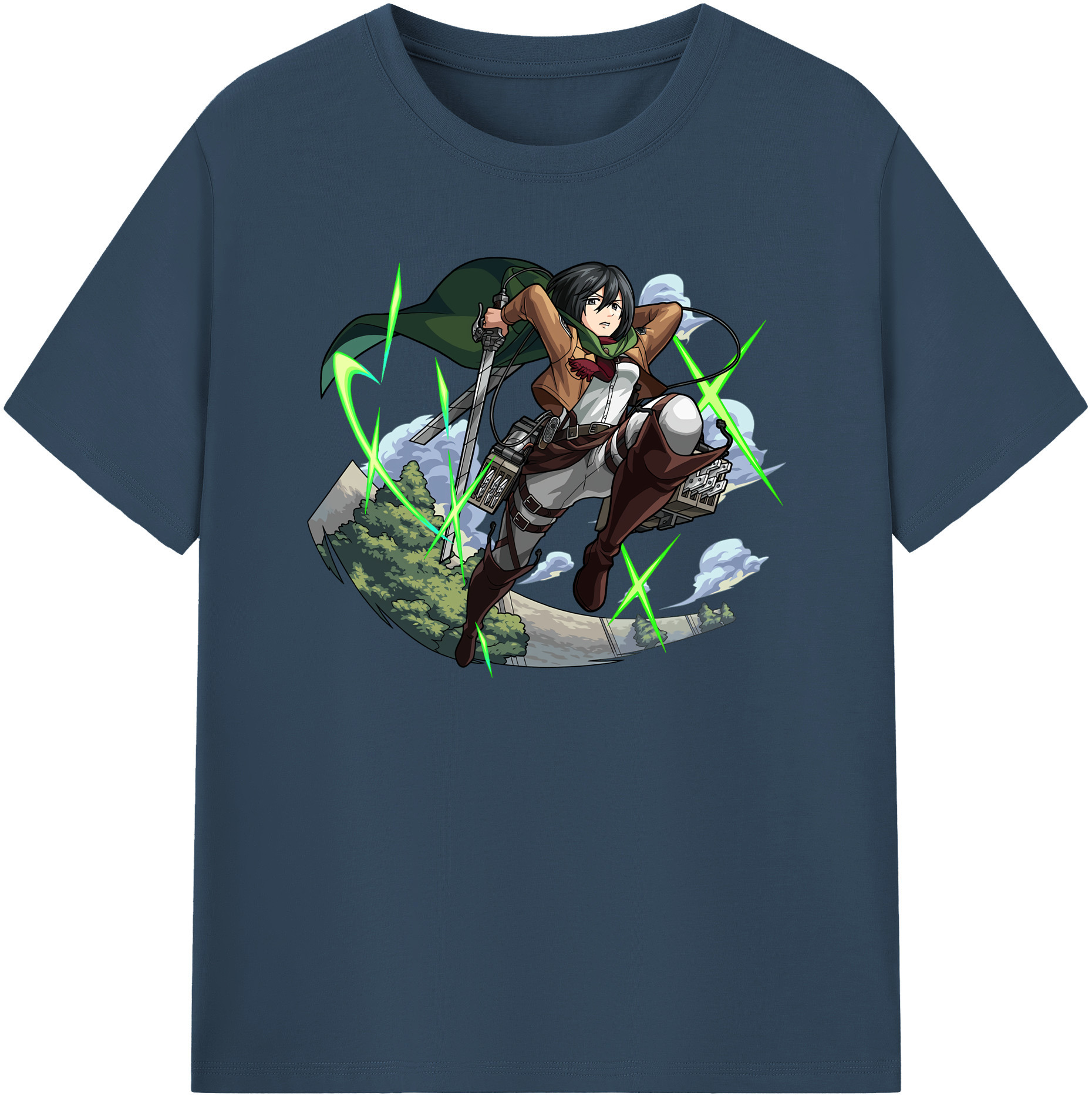 （画像用） 進撃の巨人 ミカサ·アッカーマン Attack on Titan Mikasa Ackerman レディースカジュアルプリントTシャツ（綿100％）