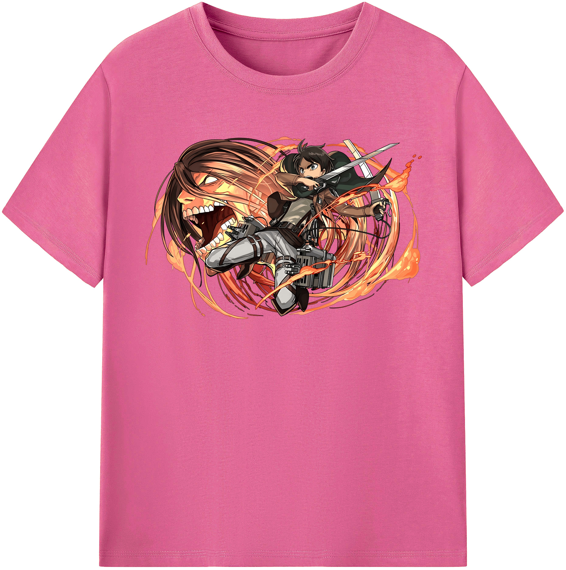 （画像用） 進撃の巨人 エレン･イェーガー Attack on Titan Eren Jäger レディースカジュアルプリントTシャツ（綿100％）