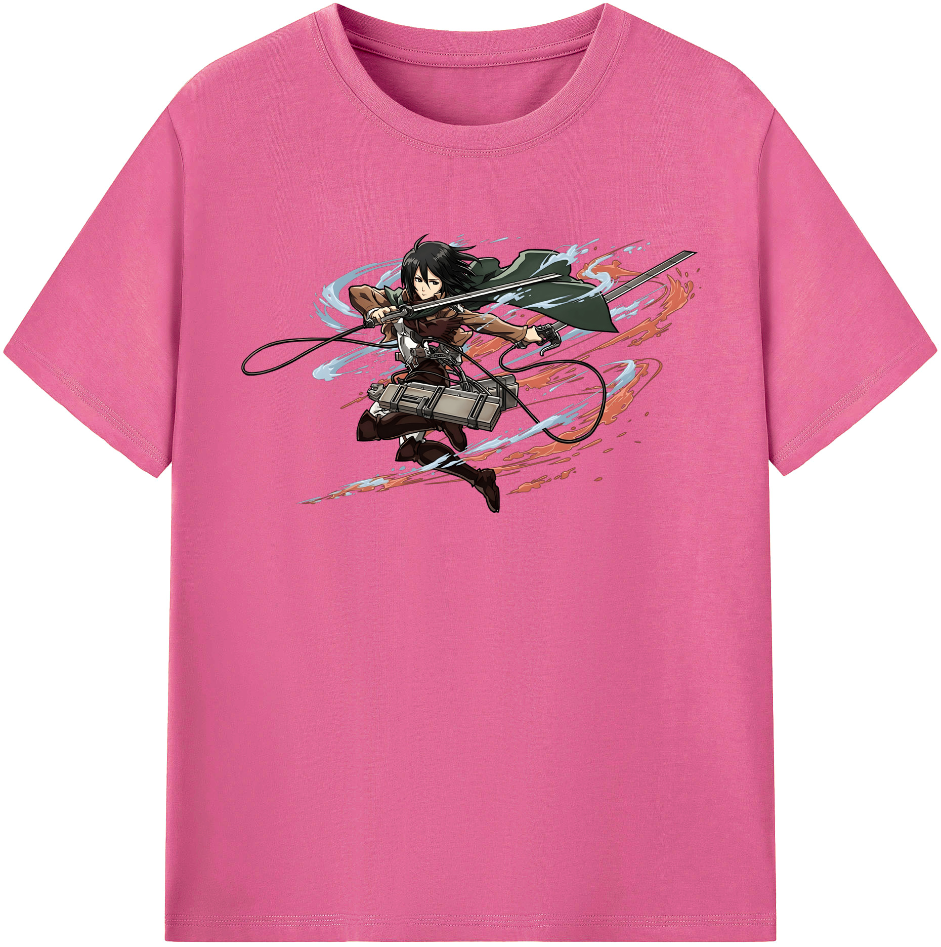 （画像用） 進撃の巨人 ミカサ·アッカーマン Attack on Titan Mikasa Ackerman レディースカジュアルプリントTシャツ（綿100％）