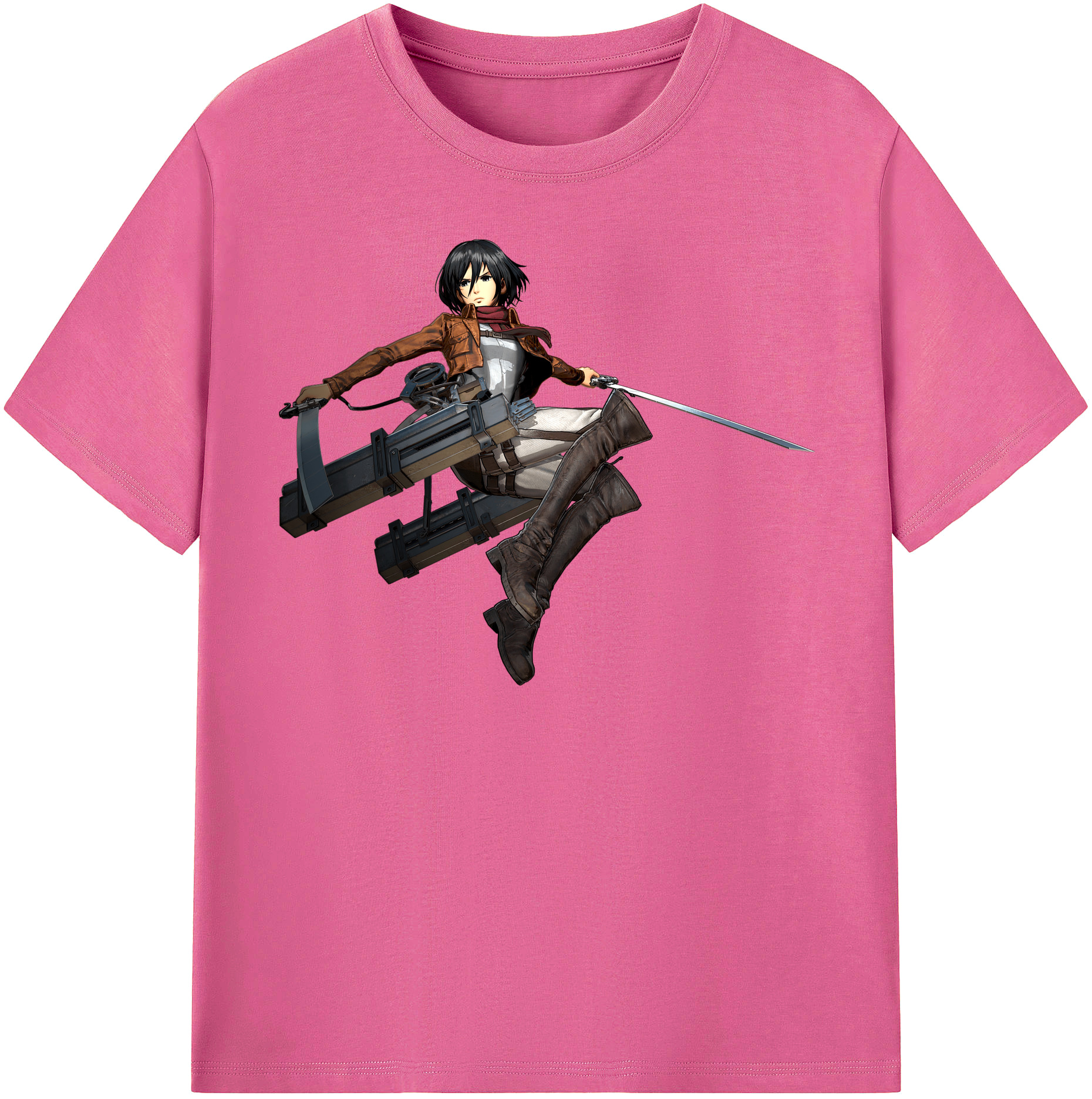 （画像用） 進撃の巨人 ミカサ·アッカーマン Attack on Titan Mikasa Ackerman レディースカジュアルプリントTシャツ（綿100％）