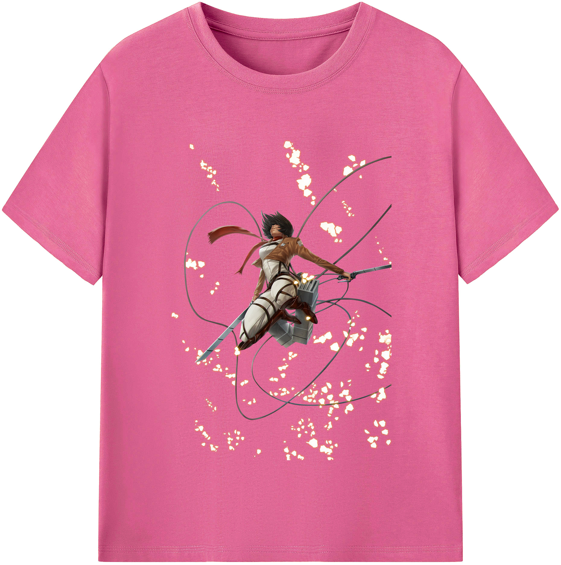 （画像用） 進撃の巨人 ミカサ·アッカーマン Attack on Titan Mikasa Ackerman レディースカジュアルプリントTシャツ（綿100％）