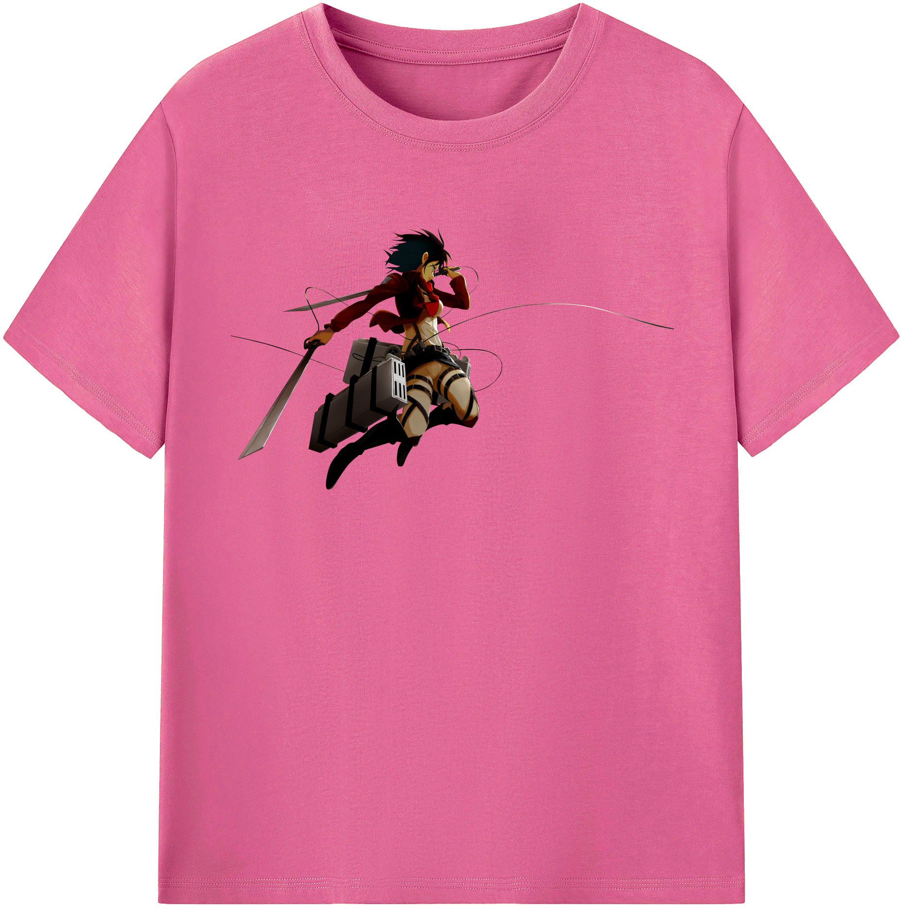 （画像用） 進撃の巨人 ミカサ·アッカーマン Attack on Titan Mikasa Ackerman レディースカジュアルプリントTシャツ（綿100％）