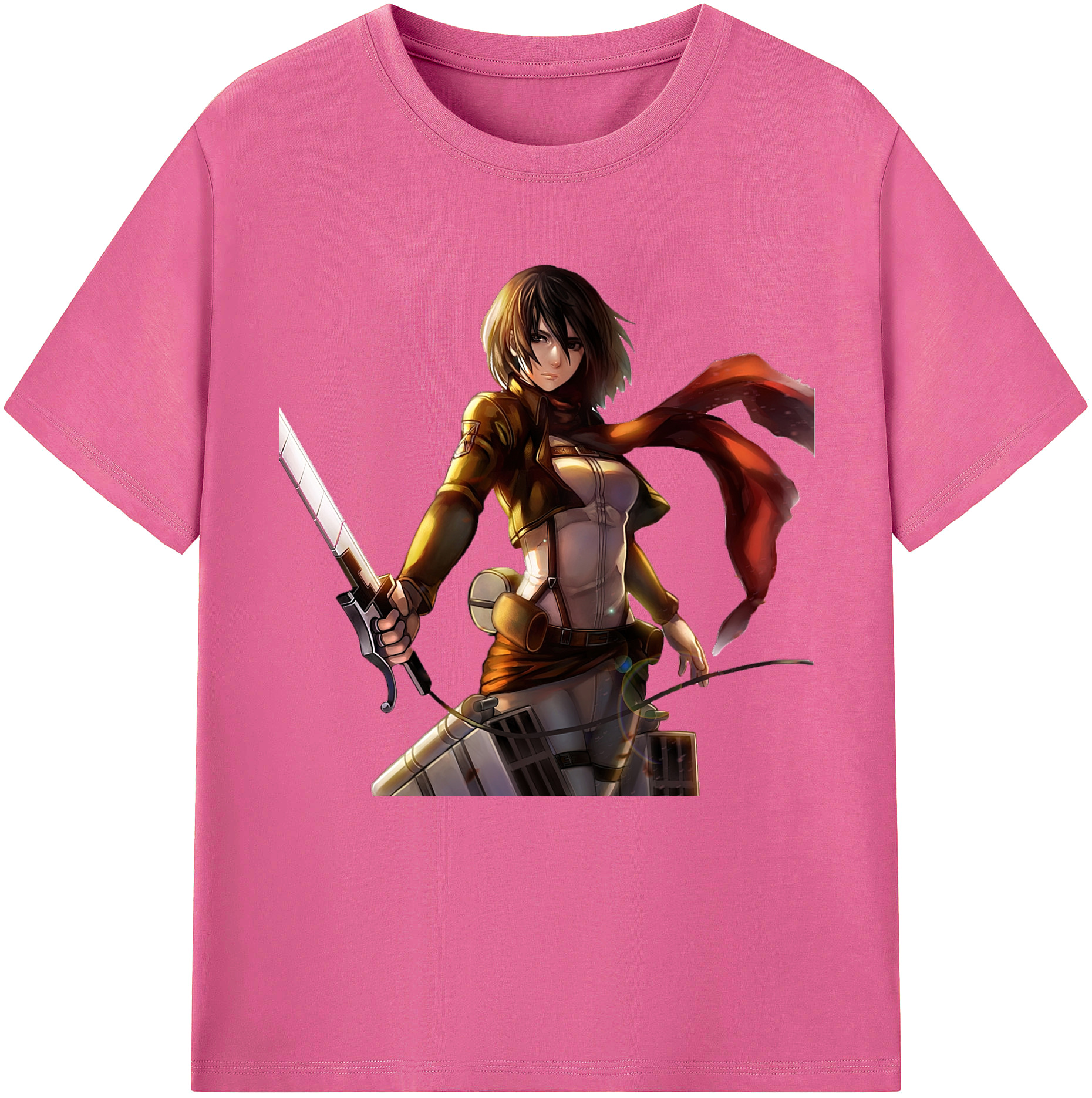 （画像用） 進撃の巨人 ミカサ·アッカーマン Attack on Titan Mikasa Ackerman レディースカジュアルプリントTシャツ（綿100％）