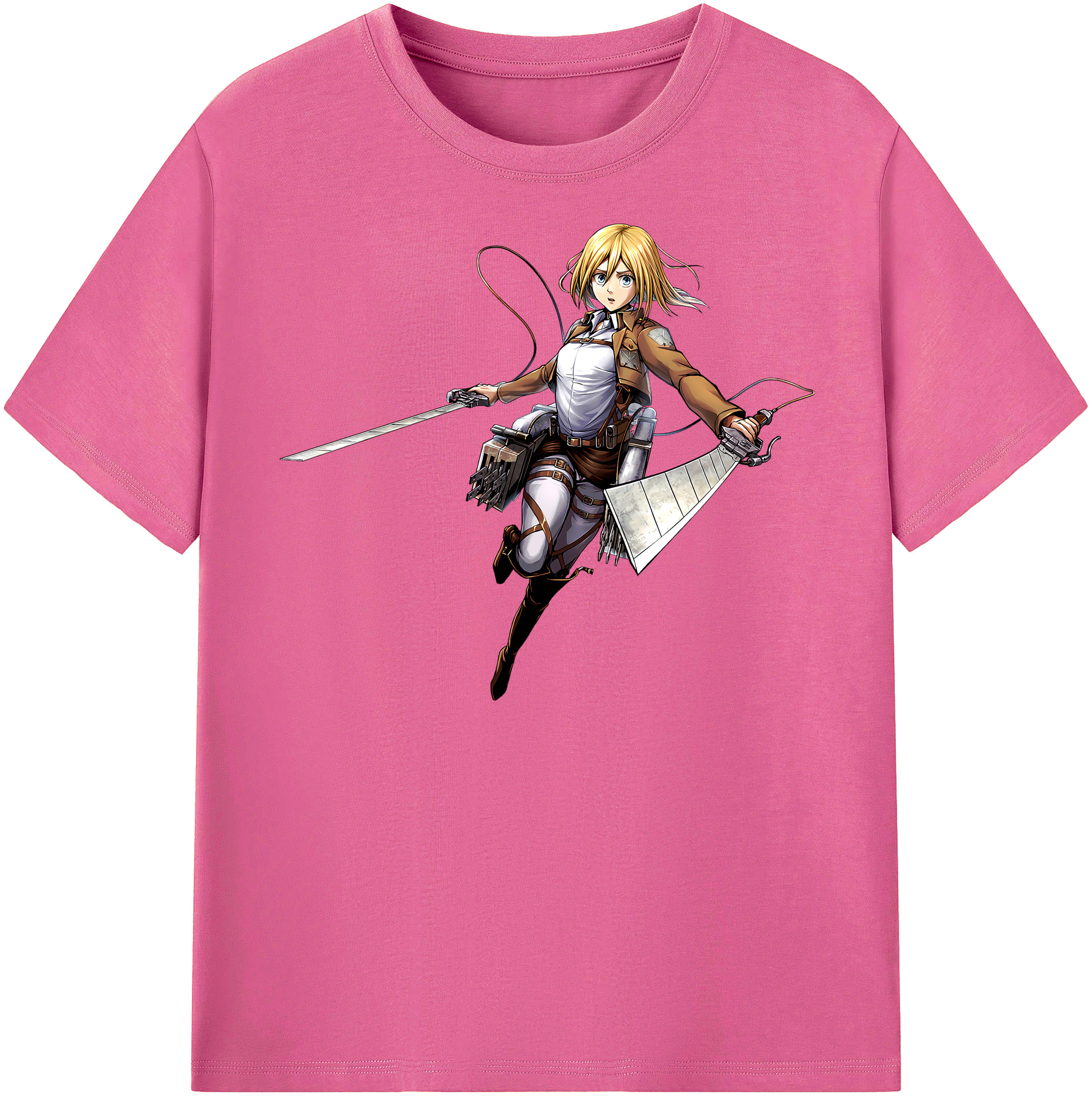 （画像用） 進撃の巨人 クリスタ·レンズ Attack on Titan Christa Lenz レディースカジュアルプリントTシャツ（綿100％）