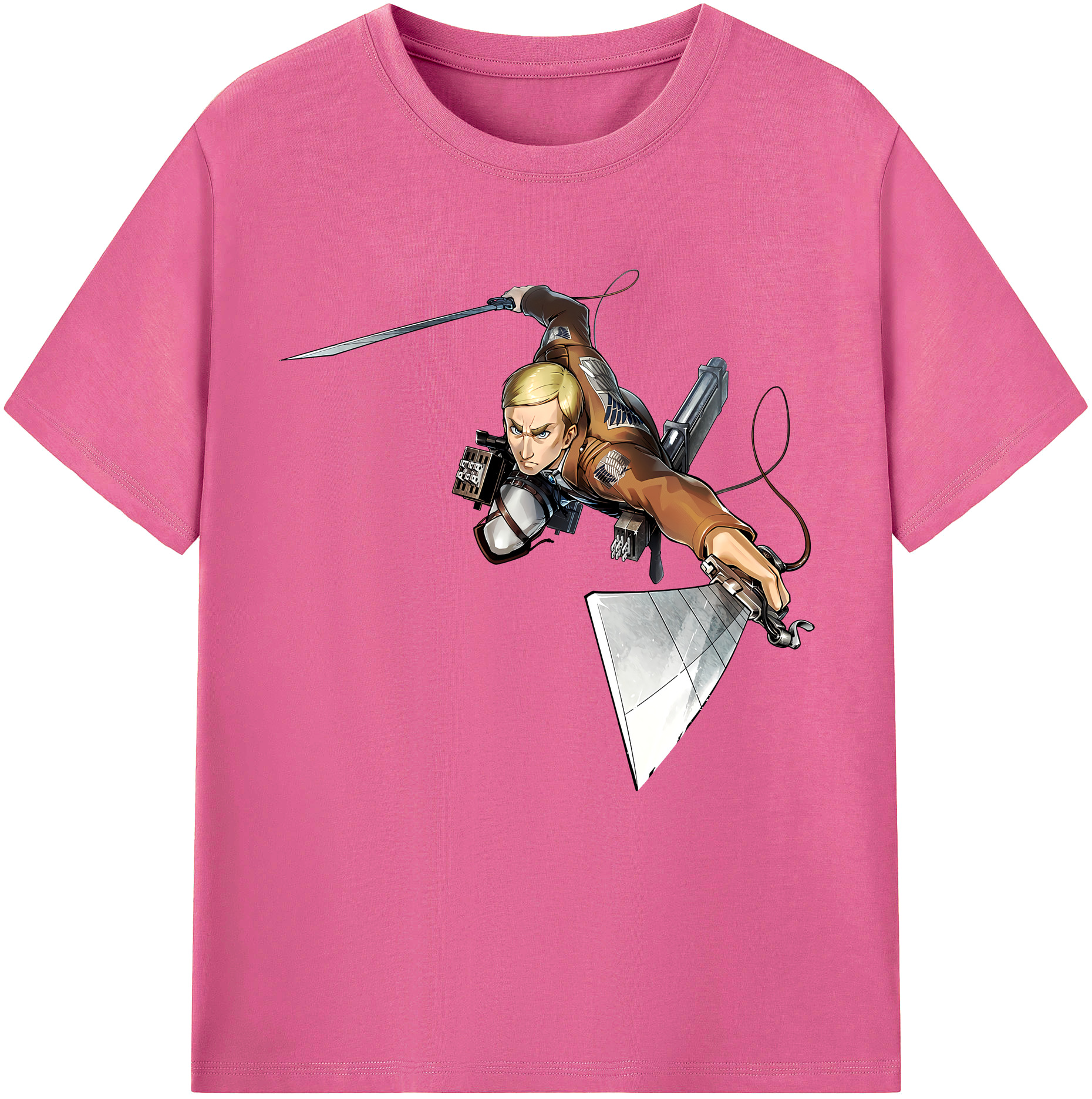 （画像用） 進撃の巨人 エルヴィン・スミス Attack on Titan Erwin Smith レディースカジュアルプリントTシャツ（綿100％）