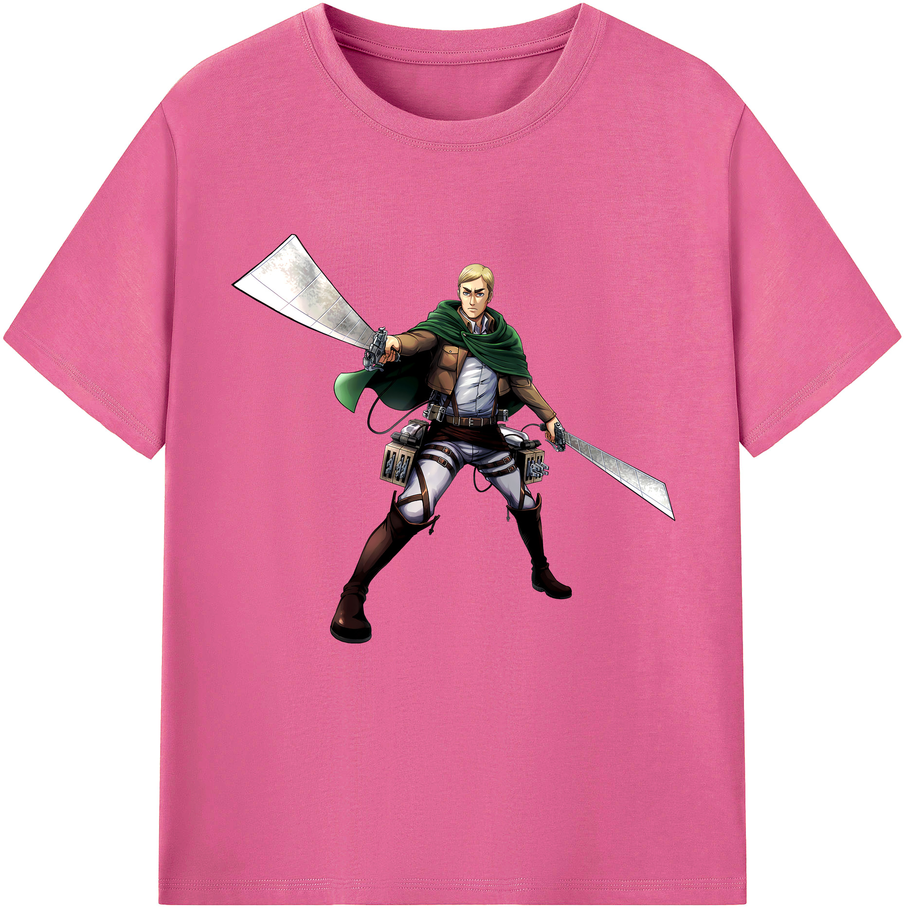 （画像用） 進撃の巨人 エルヴィン・スミス Attack on Titan Erwin Smith レディースカジュアルプリントTシャツ（綿100％）