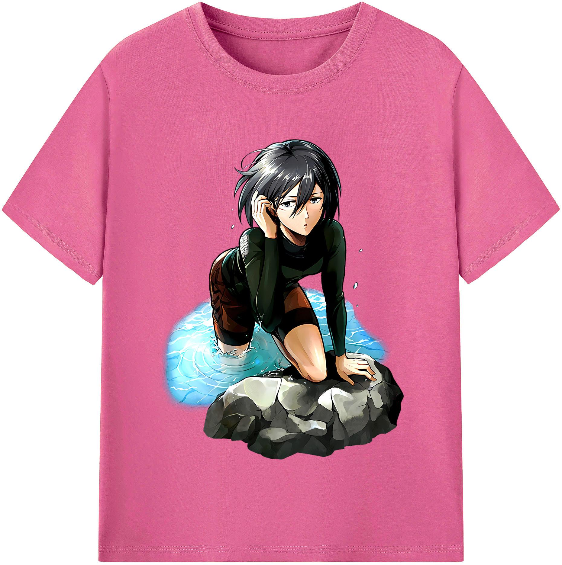 （画像用） 進撃の巨人 ミカサ·アッカーマン Attack on Titan Mikasa Ackerman レディースカジュアルプリントTシャツ（綿100％）
