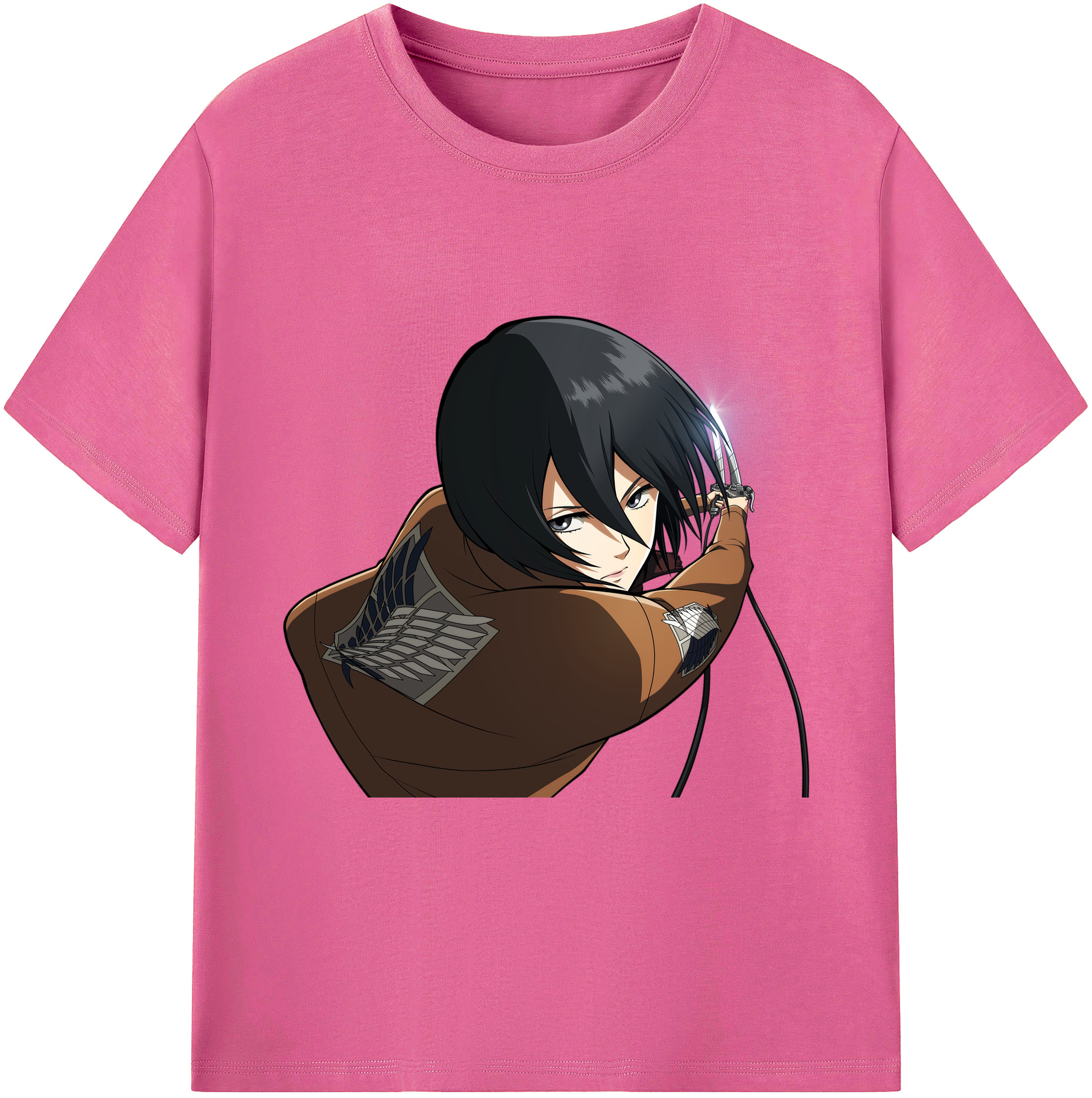 （画像用） 進撃の巨人 ミカサ·アッカーマン Attack on Titan Mikasa Ackerman レディースカジュアルプリントTシャツ（綿100％）