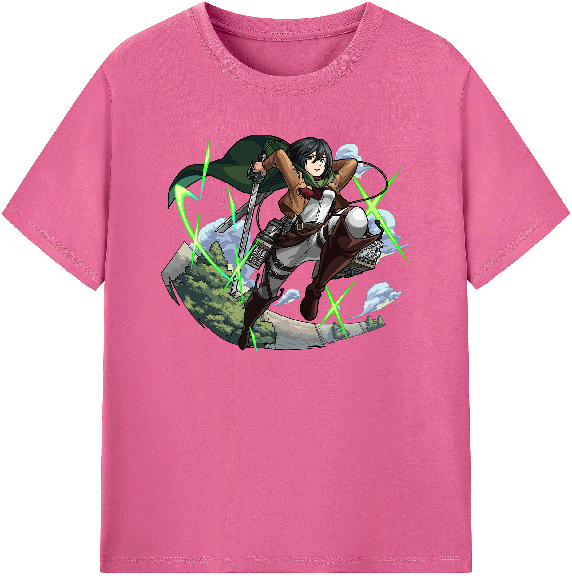 （画像用） 進撃の巨人 ミカサ·アッカーマン Attack on Titan Mikasa Ackerman レディースカジュアルプリントTシャツ（綿100％）