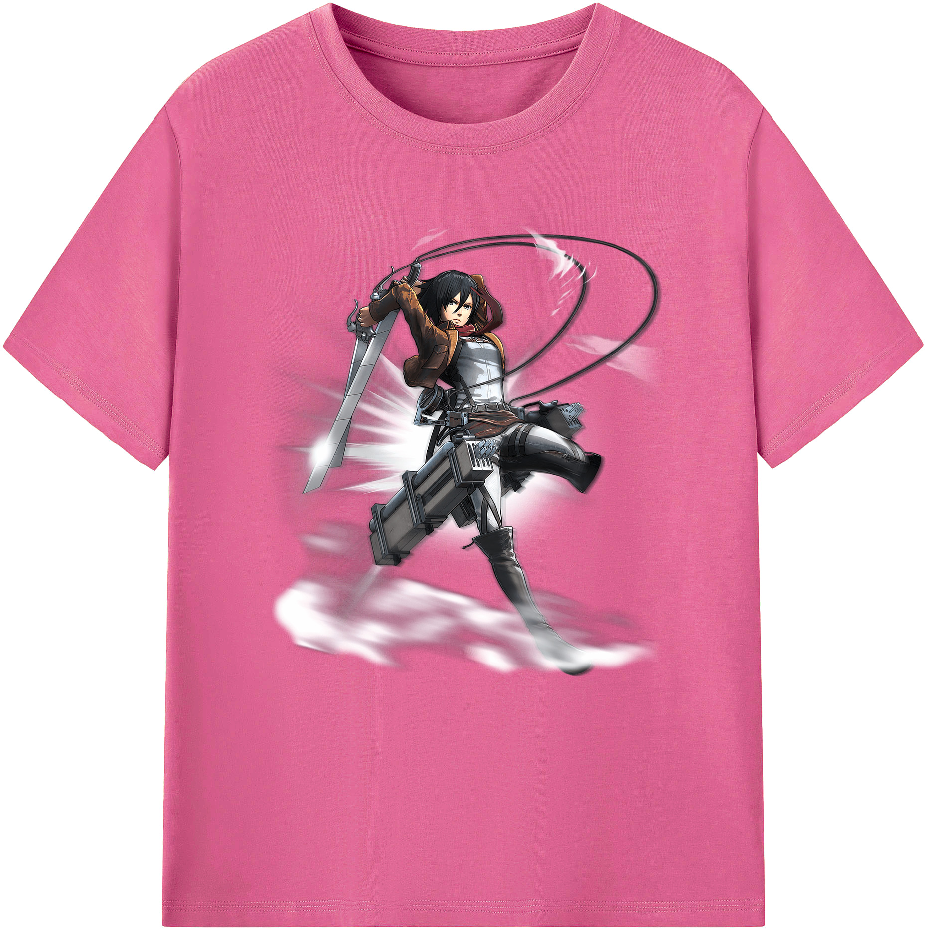 （画像用） 進撃の巨人 ミカサ·アッカーマン Attack on Titan Mikasa Ackerman レディースカジュアルプリントTシャツ（綿100％）