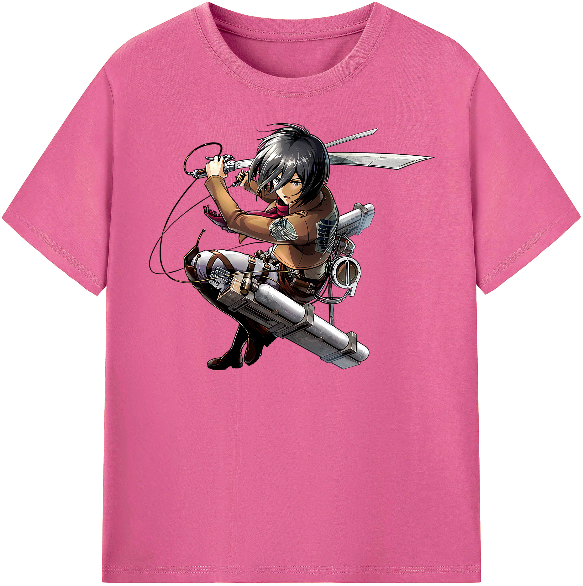 （画像用） 進撃の巨人 ミカサ·アッカーマン Attack on Titan Mikasa Ackerman レディースカジュアルプリントTシャツ（綿100％）