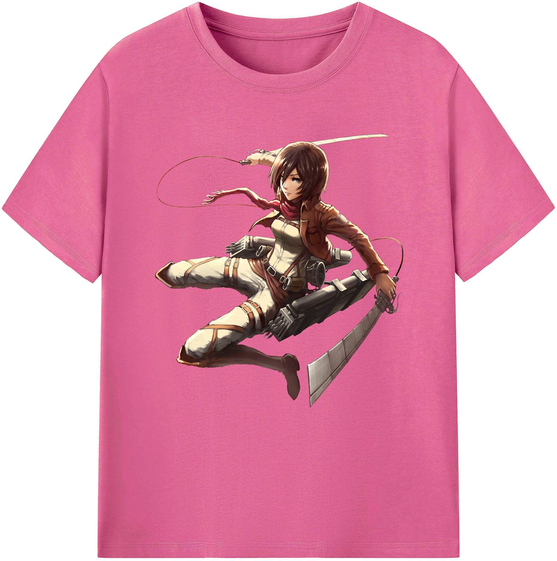 （画像用） 進撃の巨人 ミカサ·アッカーマン Attack on Titan Mikasa Ackerman レディースカジュアルプリントTシャツ（綿100％）