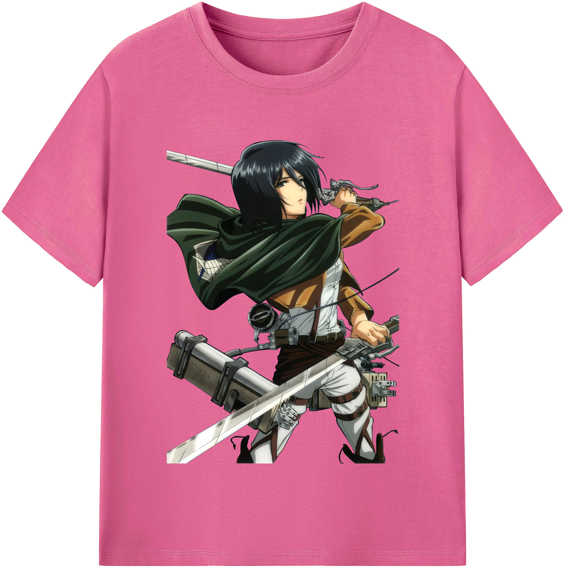 （画像用） 進撃の巨人 ミカサ·アッカーマン Attack on Titan Mikasa Ackerman レディースカジュアルプリントTシャツ（綿100％）