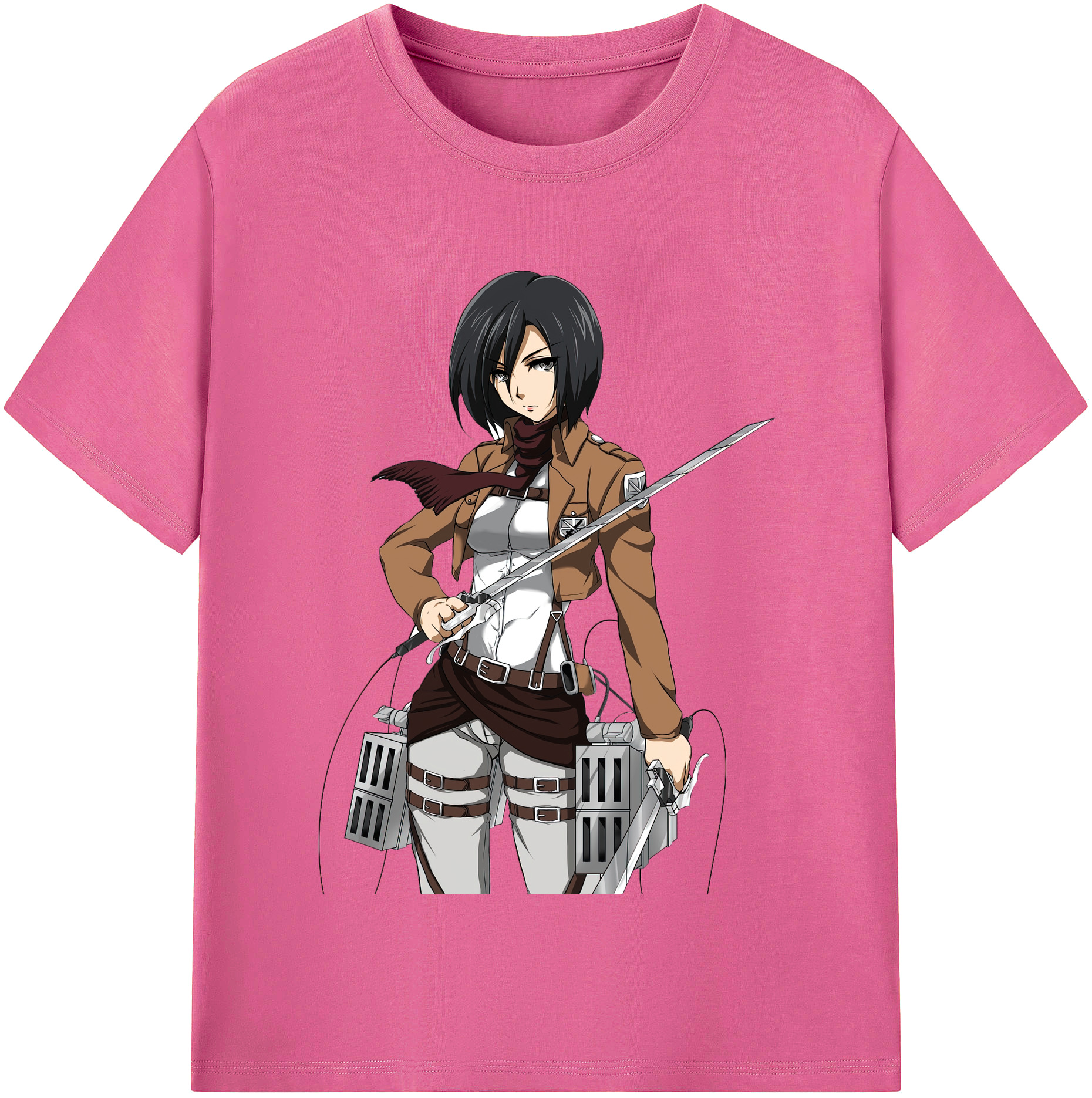 （画像用） 進撃の巨人 ミカサ·アッカーマン Attack on Titan Mikasa Ackerman レディースカジュアルプリントTシャツ（綿100％）