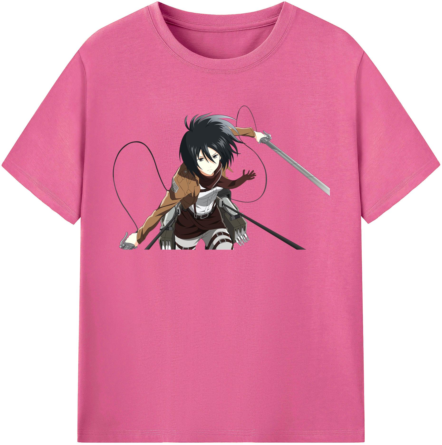 （画像用） 進撃の巨人 ミカサ·アッカーマン Attack on Titan Mikasa Ackerman レディースカジュアルプリントTシャツ（綿100％）