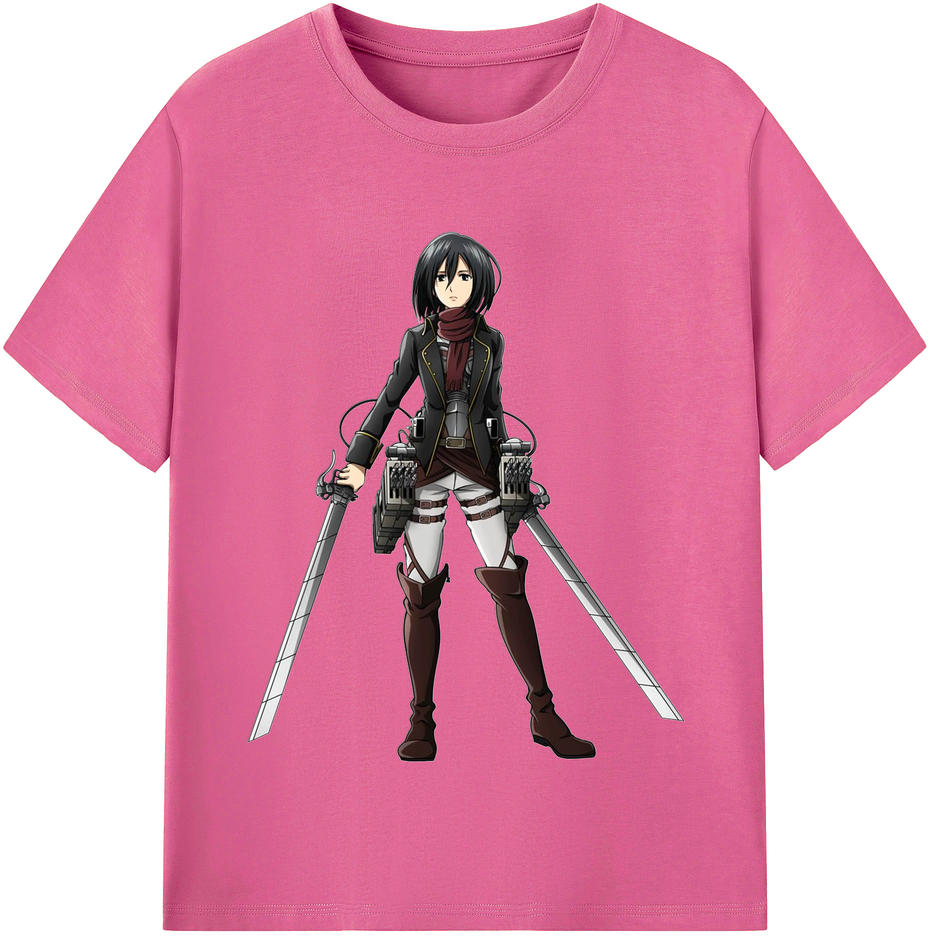 （画像用） 進撃の巨人 ミカサ·アッカーマン Attack on Titan Mikasa Ackerman レディースカジュアルプリントTシャツ（綿100％）