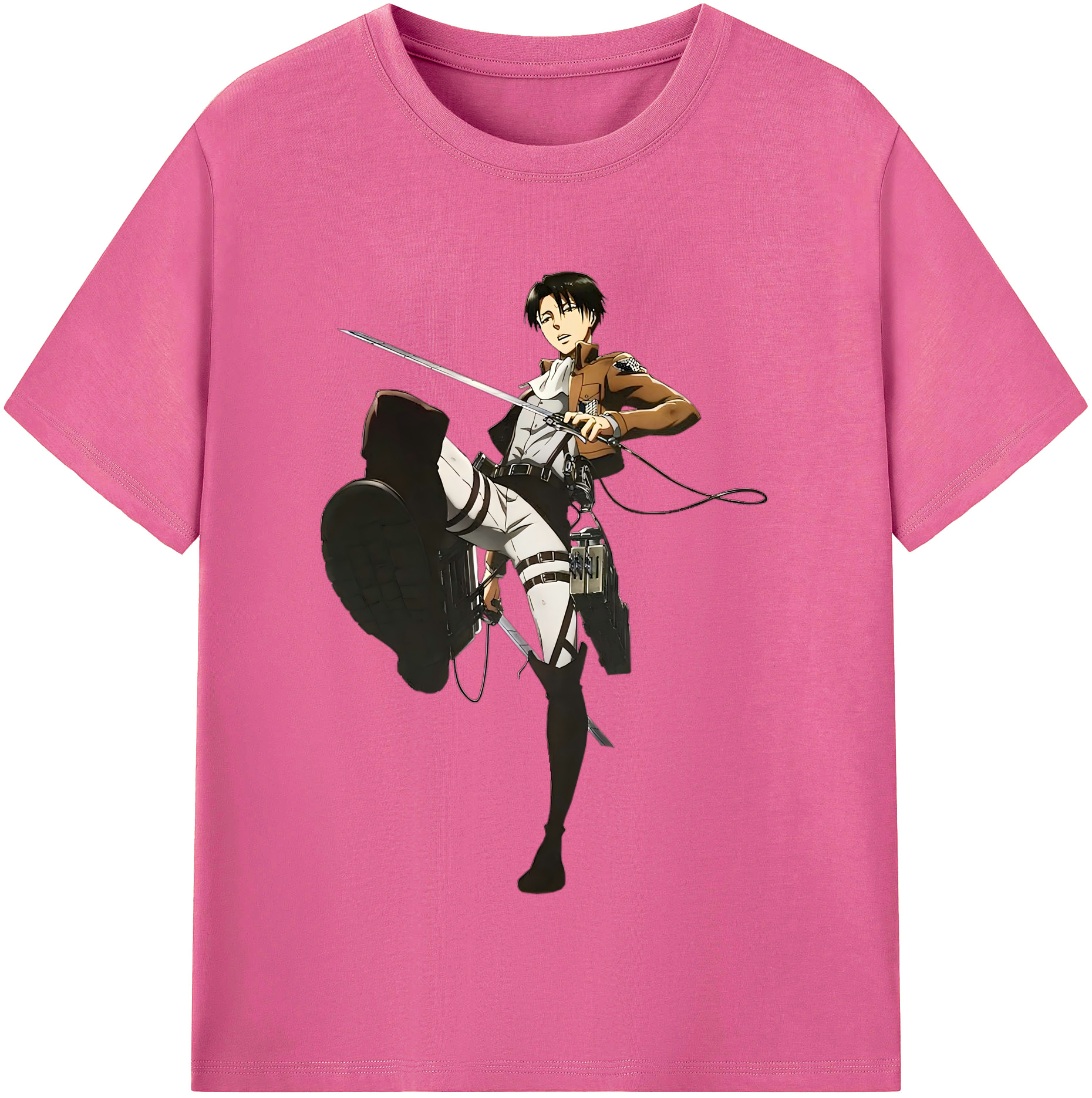 （画像用） 進撃の巨人 リヴァイ·アッカーマン Attack on Titan Levi Ackerman レディースカジュアルプリントTシャツ（綿100％）