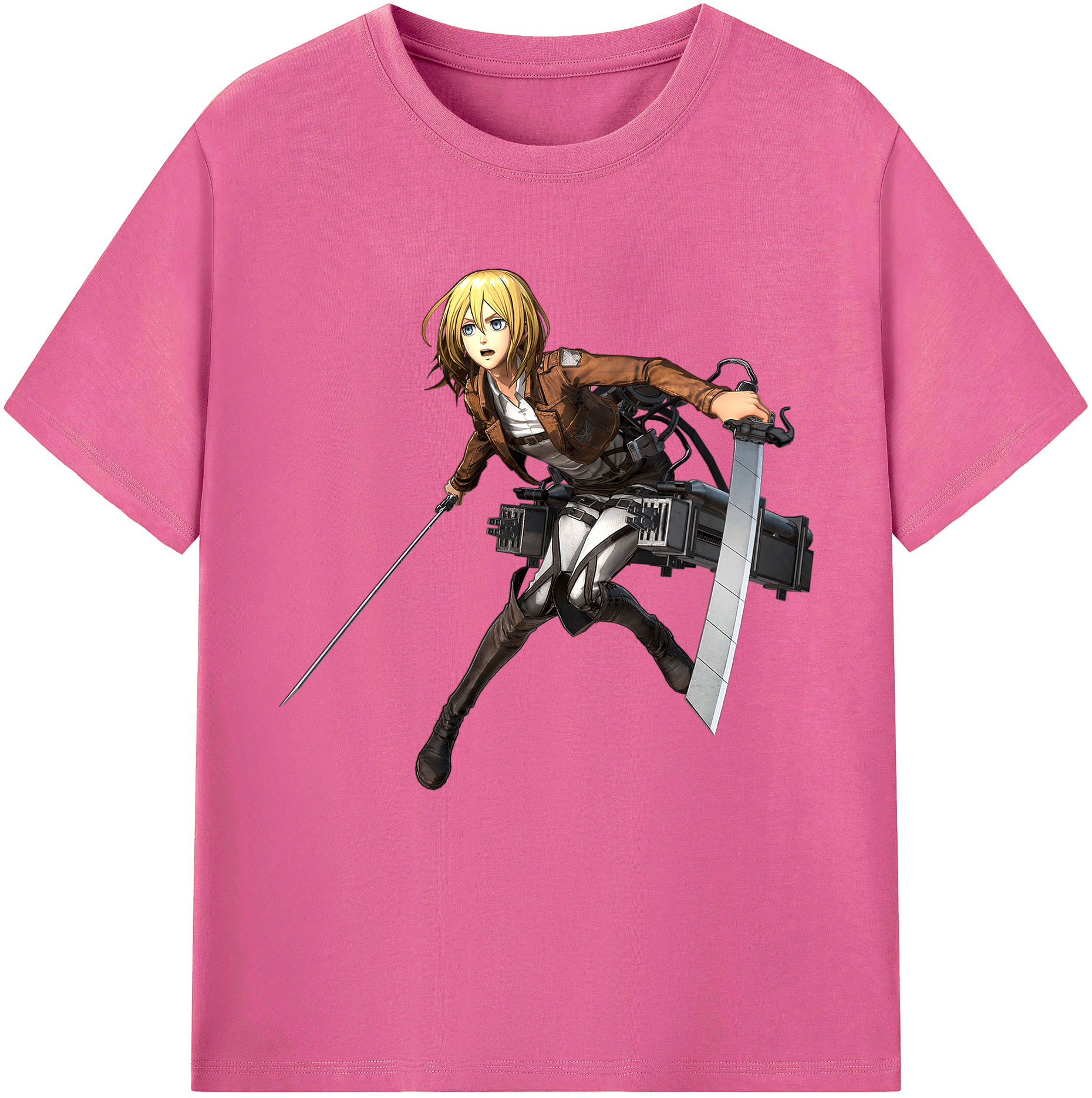 （画像用） 進撃の巨人 クリスタ·レンズ Attack on Titan Christa Lenz レディースカジュアルプリントTシャツ（綿100％）