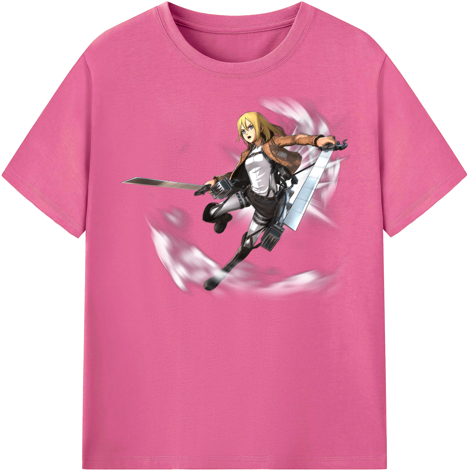 （画像用） 進撃の巨人 クリスタ·レンズ Attack on Titan Christa Lenz レディースカジュアルプリントTシャツ（綿100％）