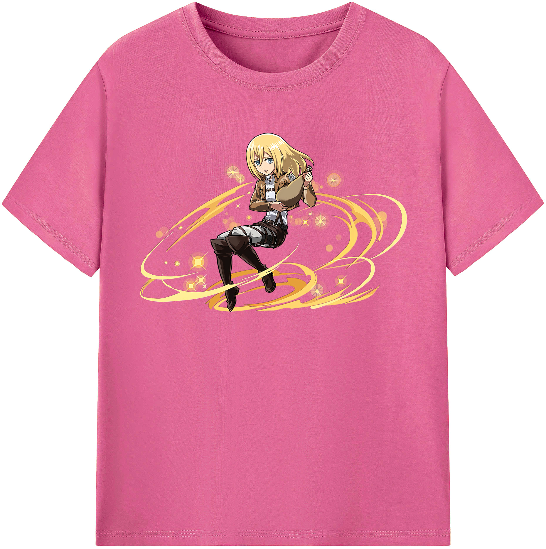 （画像用） 進撃の巨人 クリスタ·レンズ Attack on Titan Christa Lenz レディースカジュアルプリントTシャツ（綿100％）