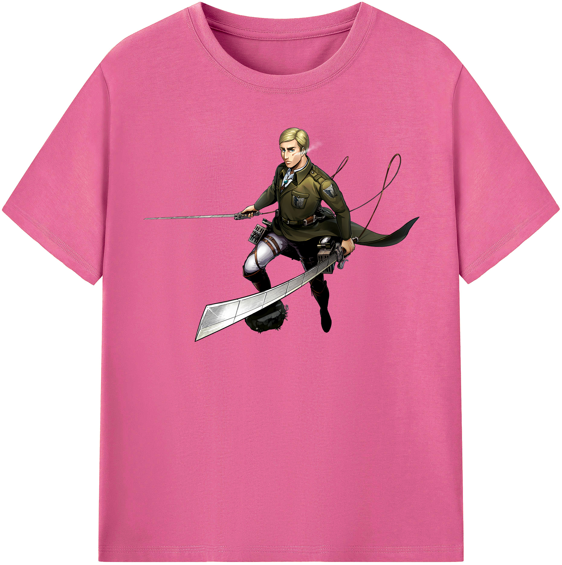 （画像用） 進撃の巨人 エルヴィン・スミス Attack on Titan Erwin Smith レディースカジュアルプリントTシャツ（綿100％）