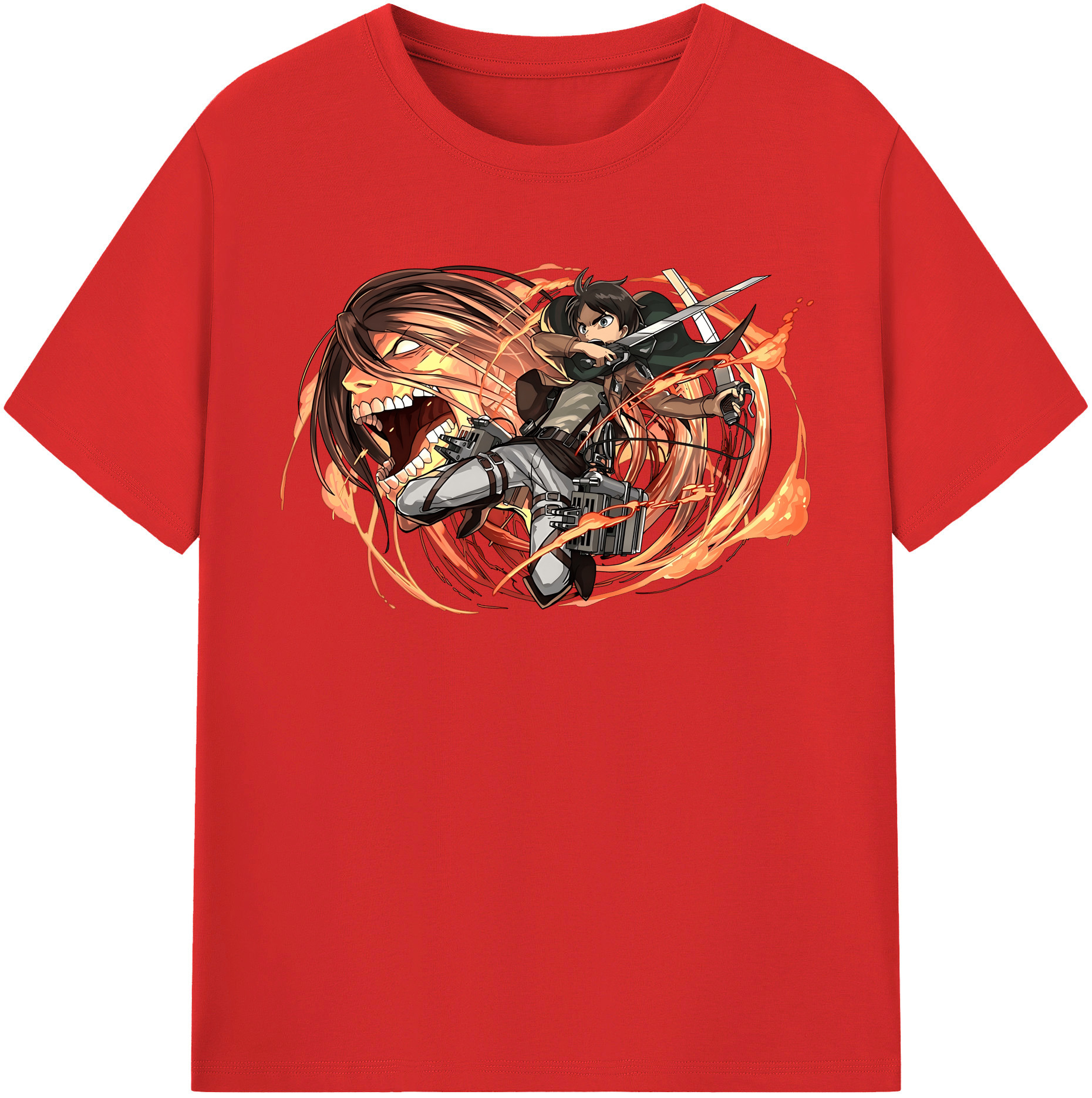 （画像用） 進撃の巨人 エレン･イェーガー Attack on Titan Eren Jäger レディースカジュアルプリントTシャツ（綿100％）