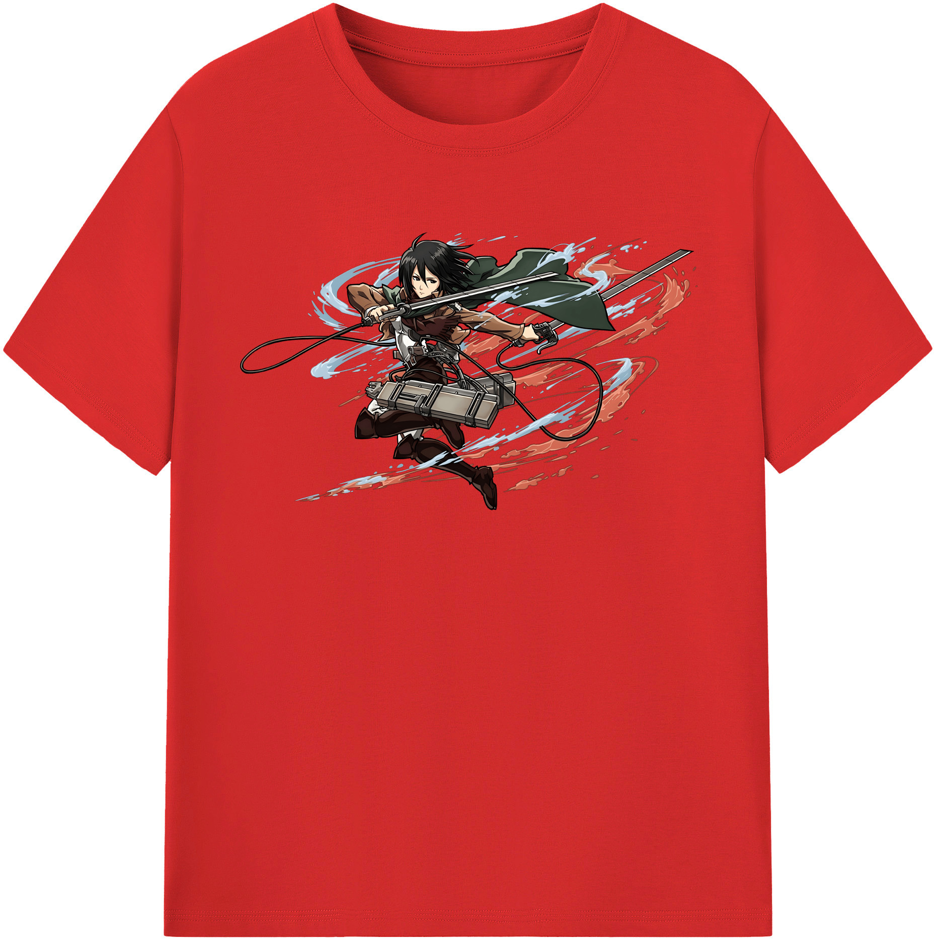 （画像用） 進撃の巨人 ミカサ·アッカーマン Attack on Titan Mikasa Ackerman レディースカジュアルプリントTシャツ（綿100％）