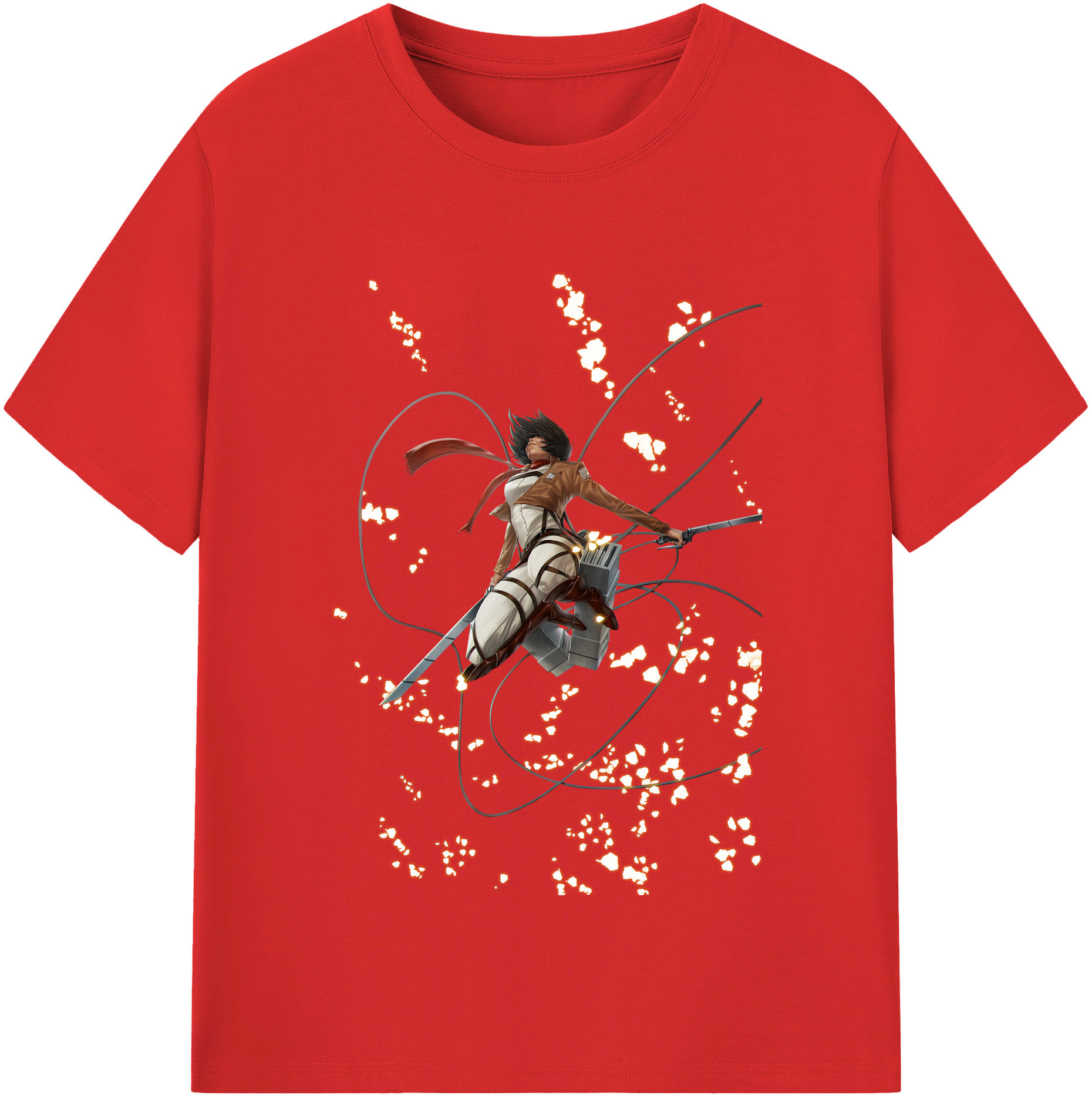 （画像用） 進撃の巨人 ミカサ·アッカーマン Attack on Titan Mikasa Ackerman レディースカジュアルプリントTシャツ（綿100％）