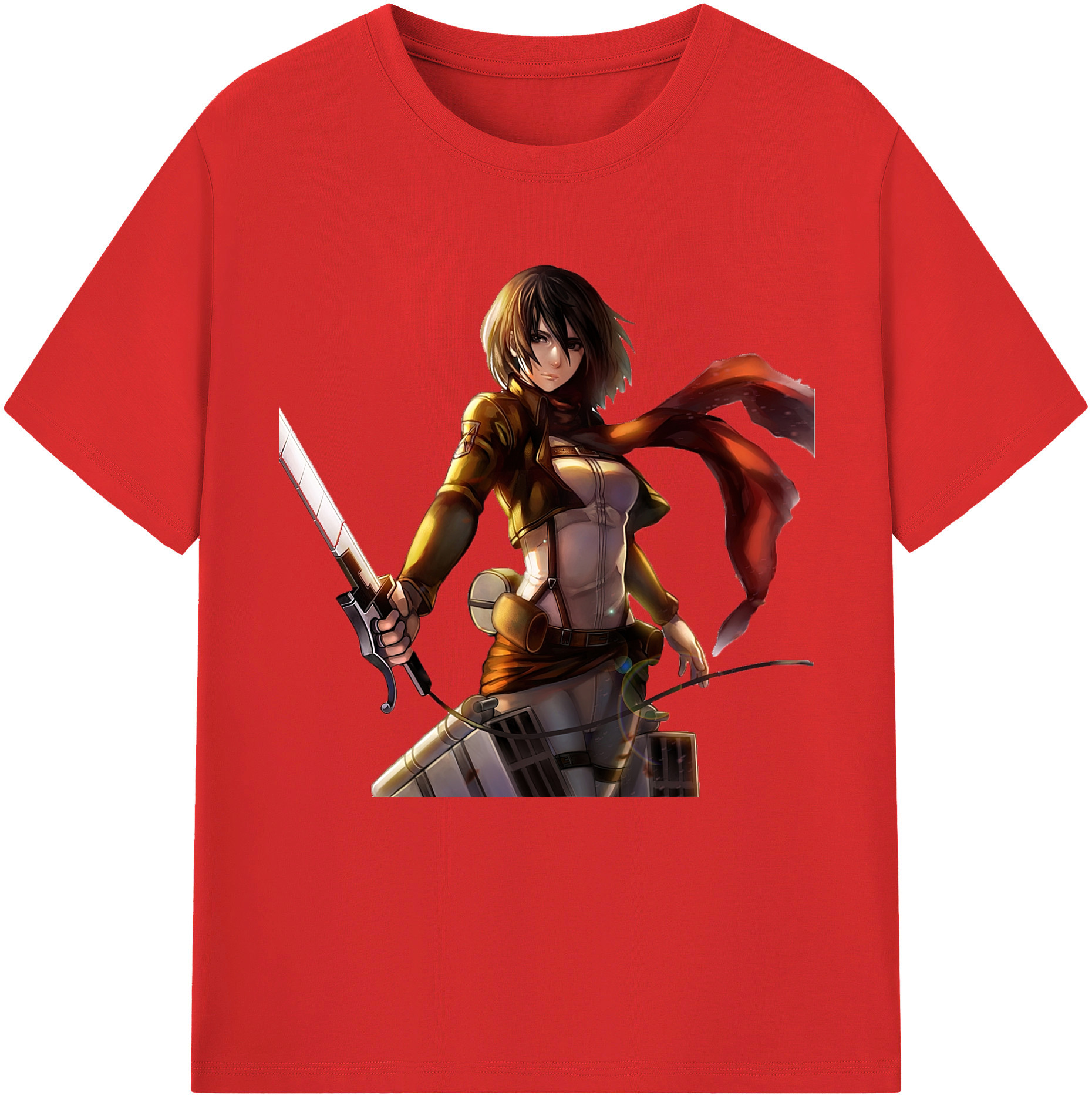 （画像用） 進撃の巨人 ミカサ·アッカーマン Attack on Titan Mikasa Ackerman レディースカジュアルプリントTシャツ（綿100％）