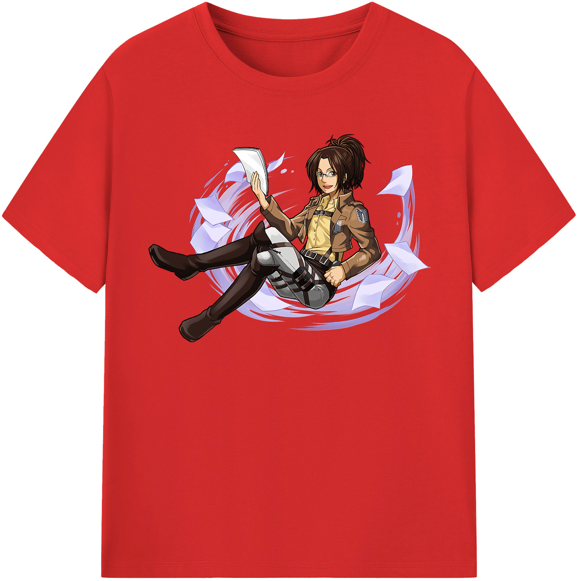 （画像用） 進撃の巨人 ハンジ·ゾエ Attack on Titan Hanji Zoe レディースカジュアルプリントTシャツ（綿100％）