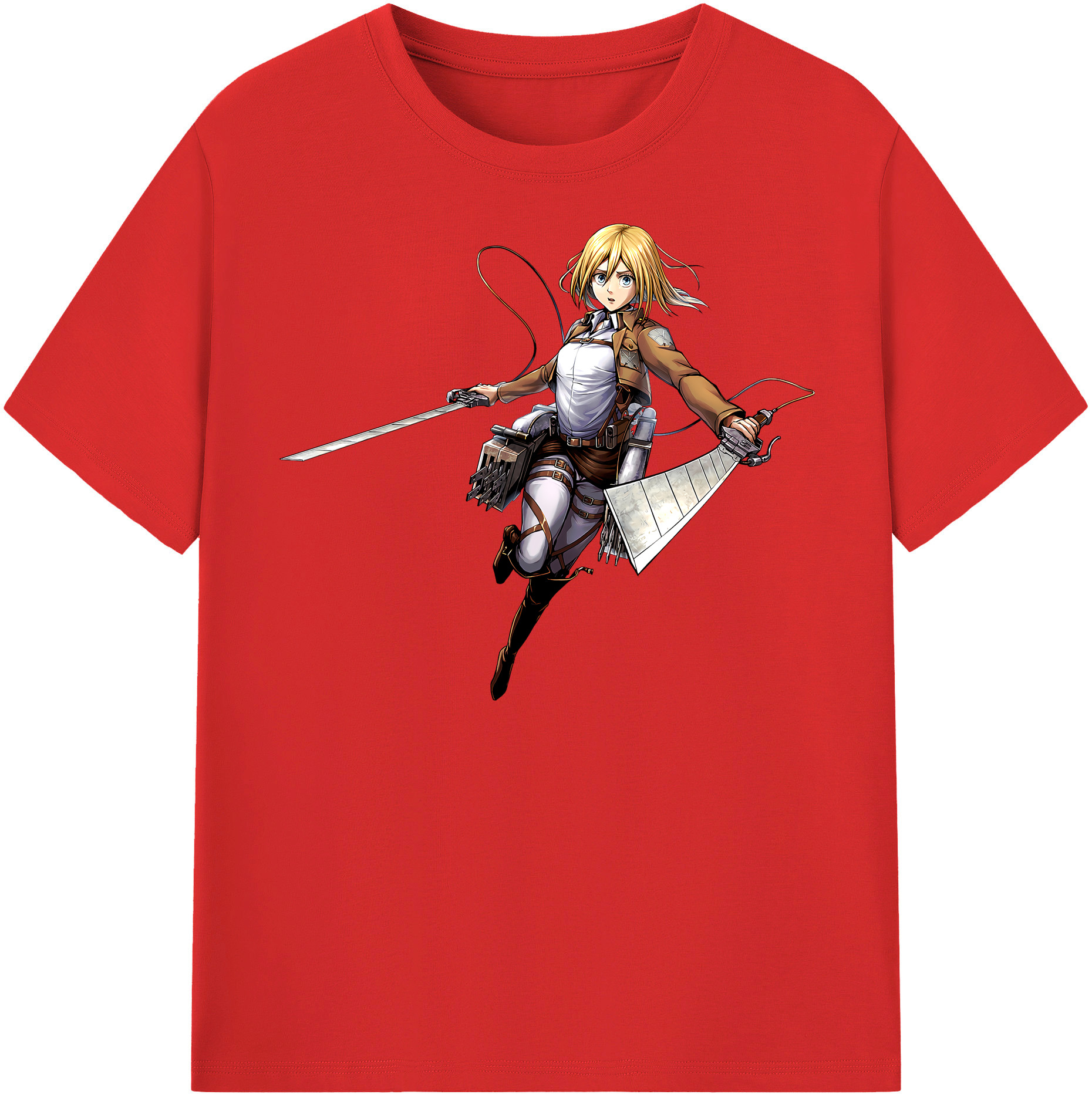 （画像用） 進撃の巨人 クリスタ·レンズ Attack on Titan Christa Lenz レディースカジュアルプリントTシャツ（綿100％）