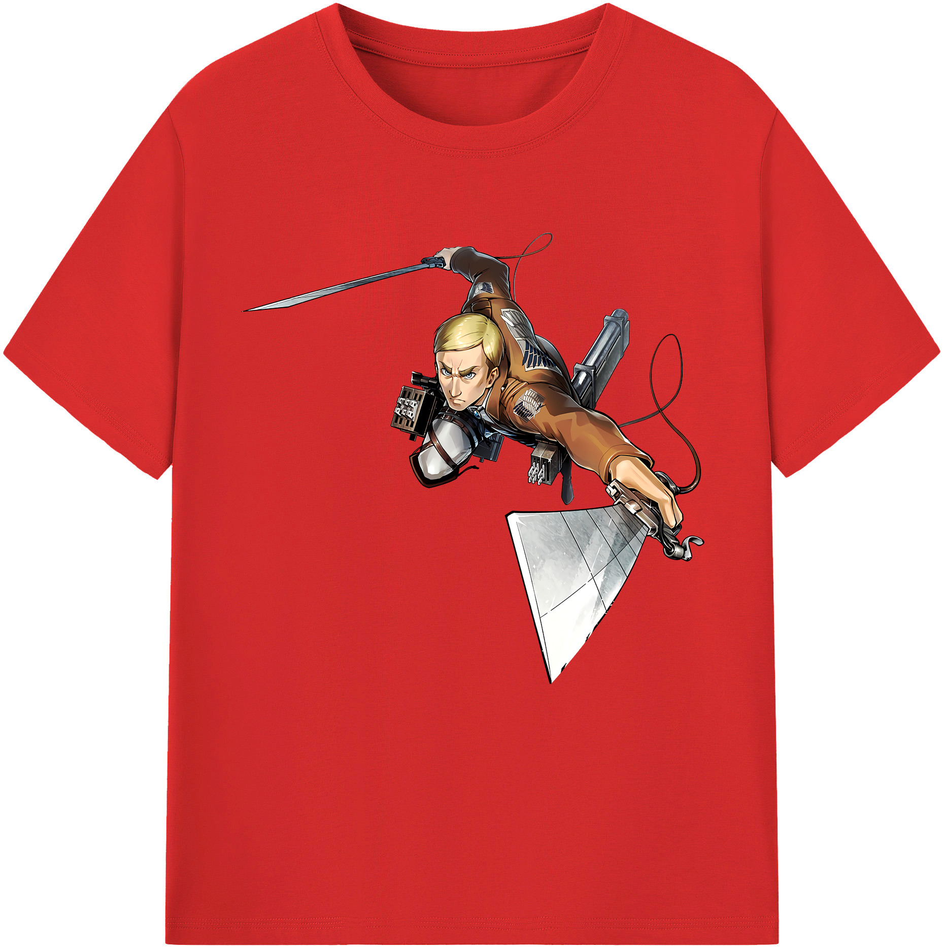 （画像用） 進撃の巨人 エルヴィン・スミス Attack on Titan Erwin Smith レディースカジュアルプリントTシャツ（綿100％）